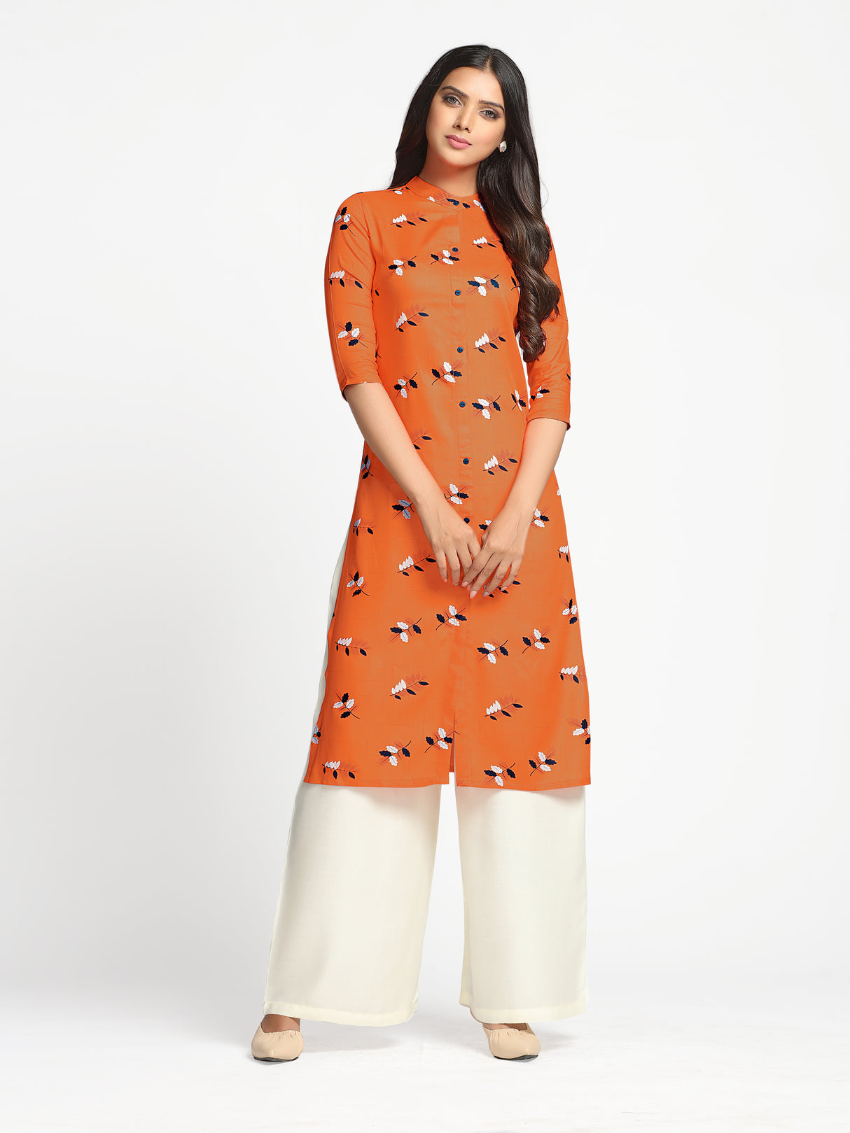 Mimosa Rust Color Printed Straight Kurta