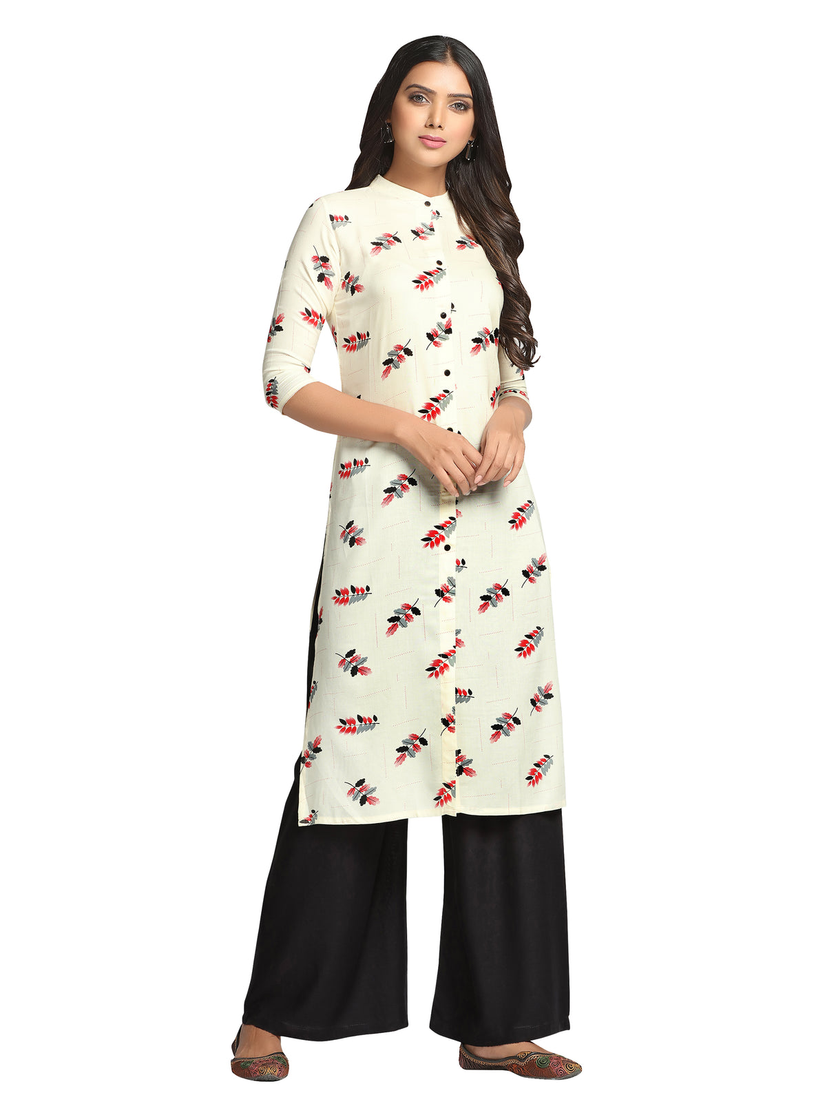 Mimosa White Color Printed Straight Kurta