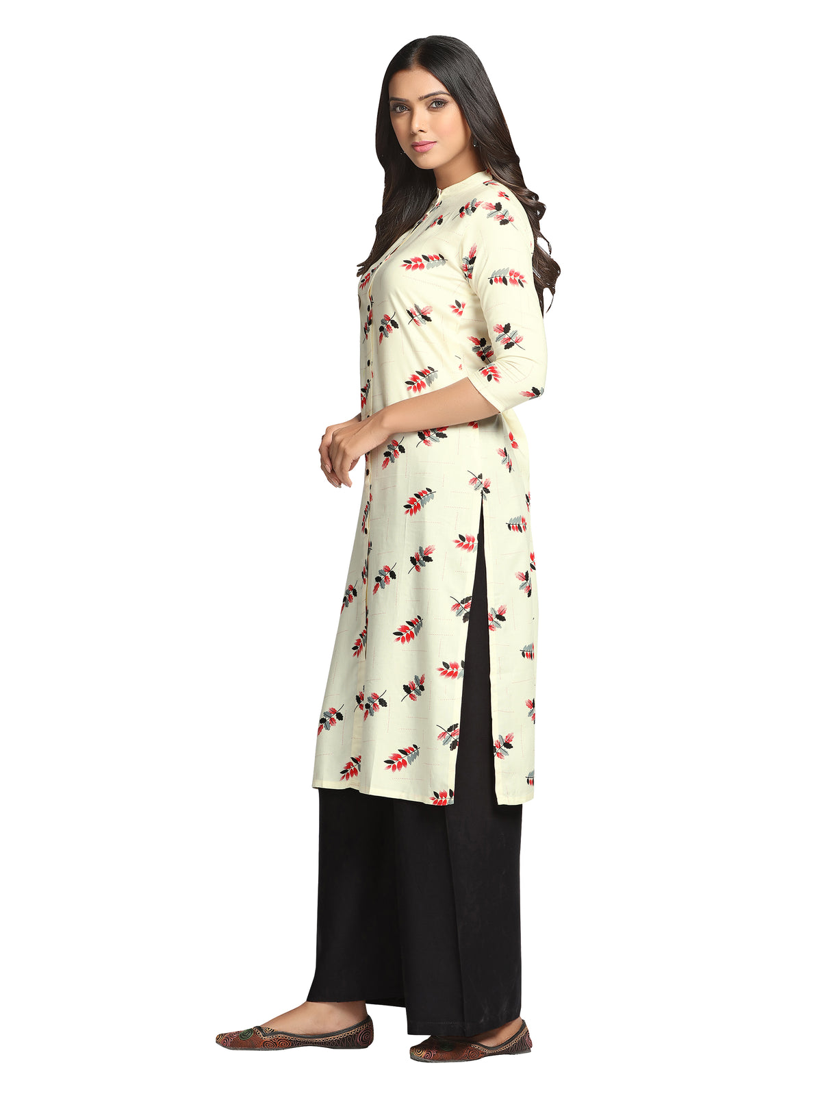 Mimosa White Color Printed Straight Kurta