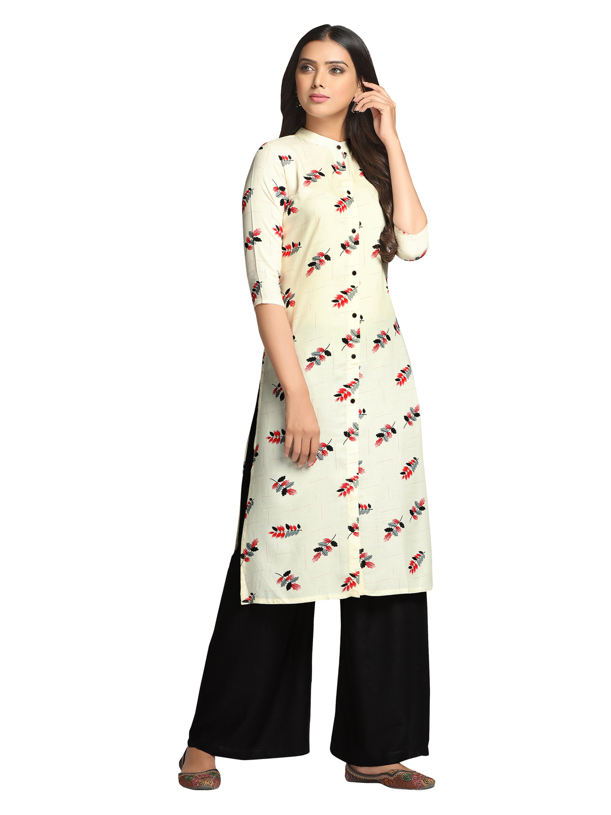 Mimosa White Color Printed Straight Kurta