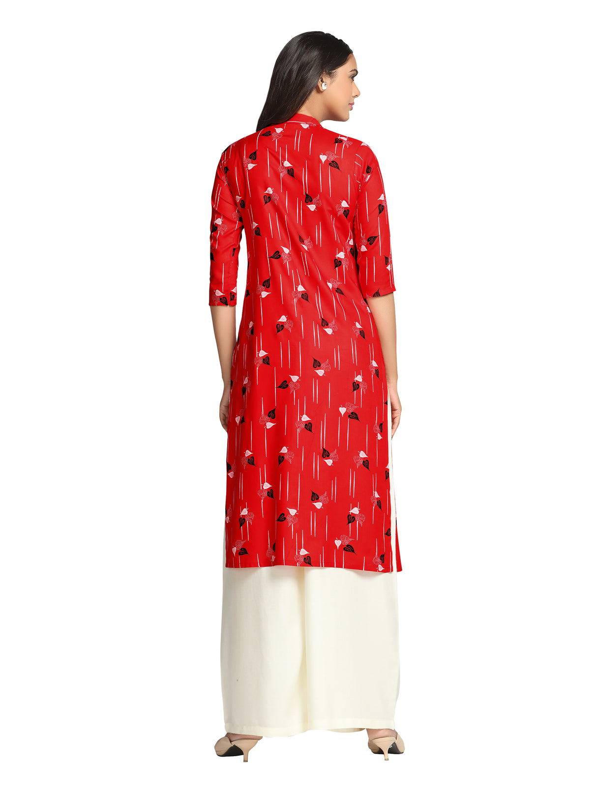 Mimosa Red Color Printed Straight Kurta