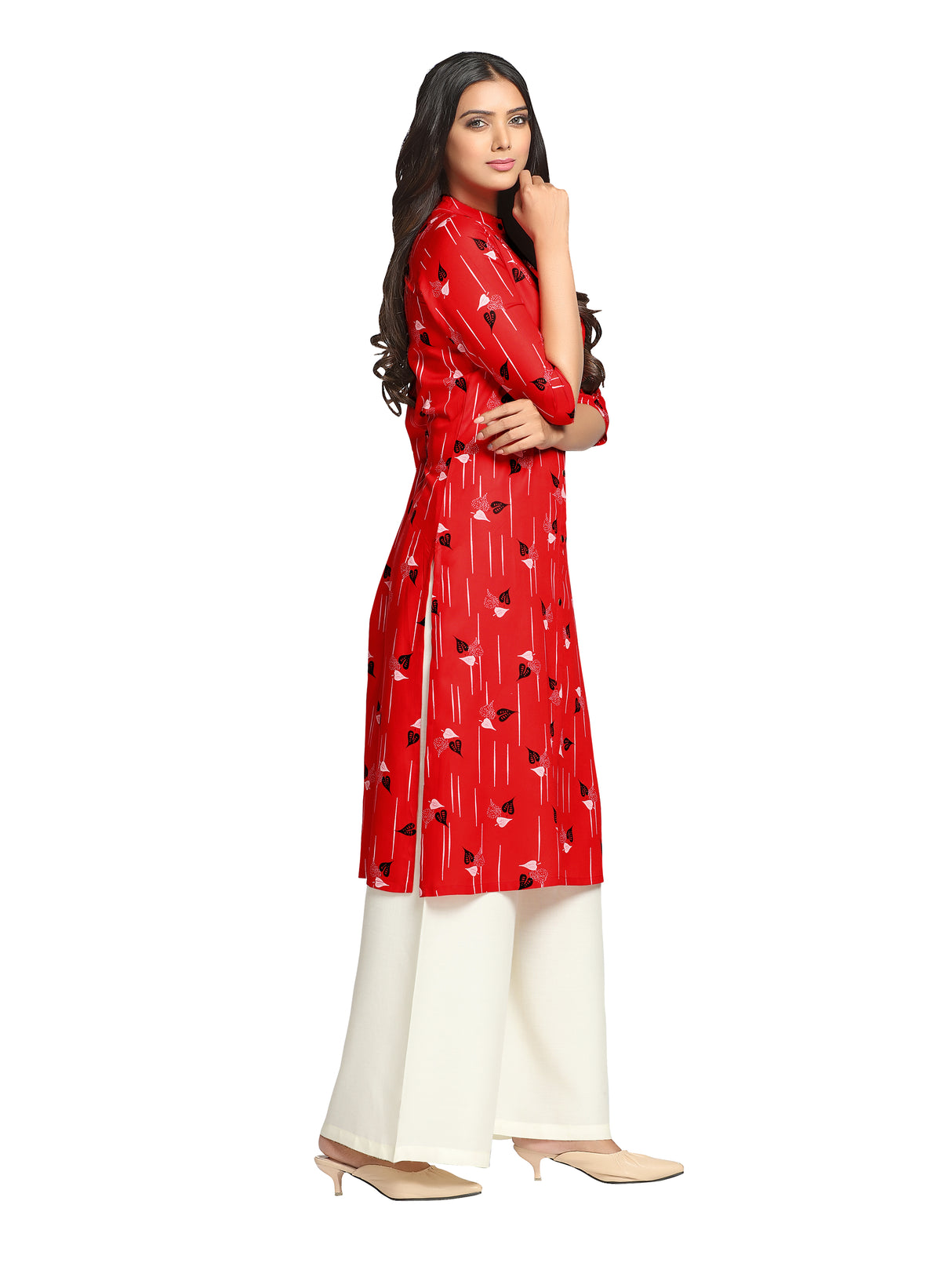 Mimosa Red Color Printed Straight Kurta