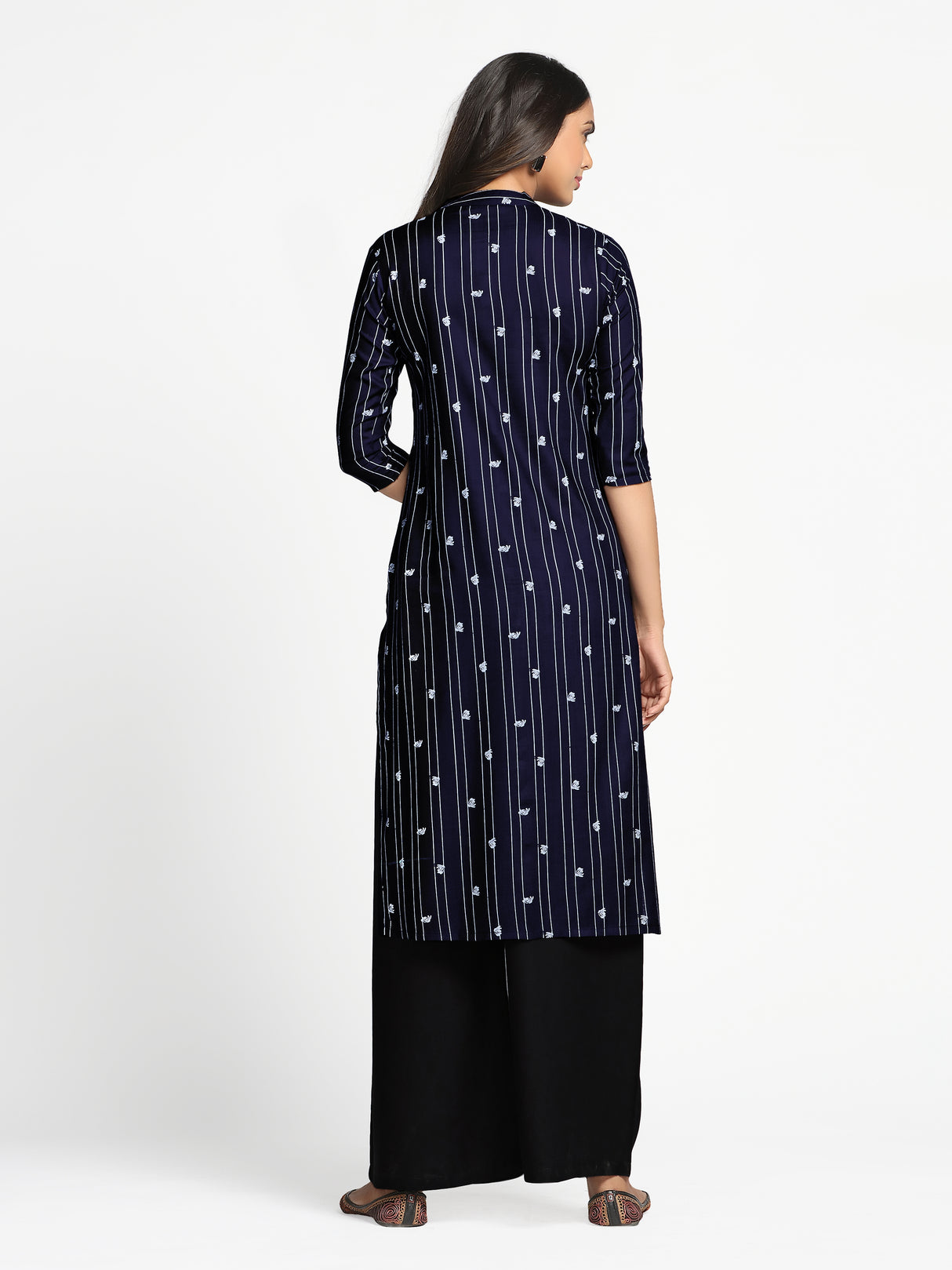 Mimosa Navy Blue Color Printed Straight Kurta