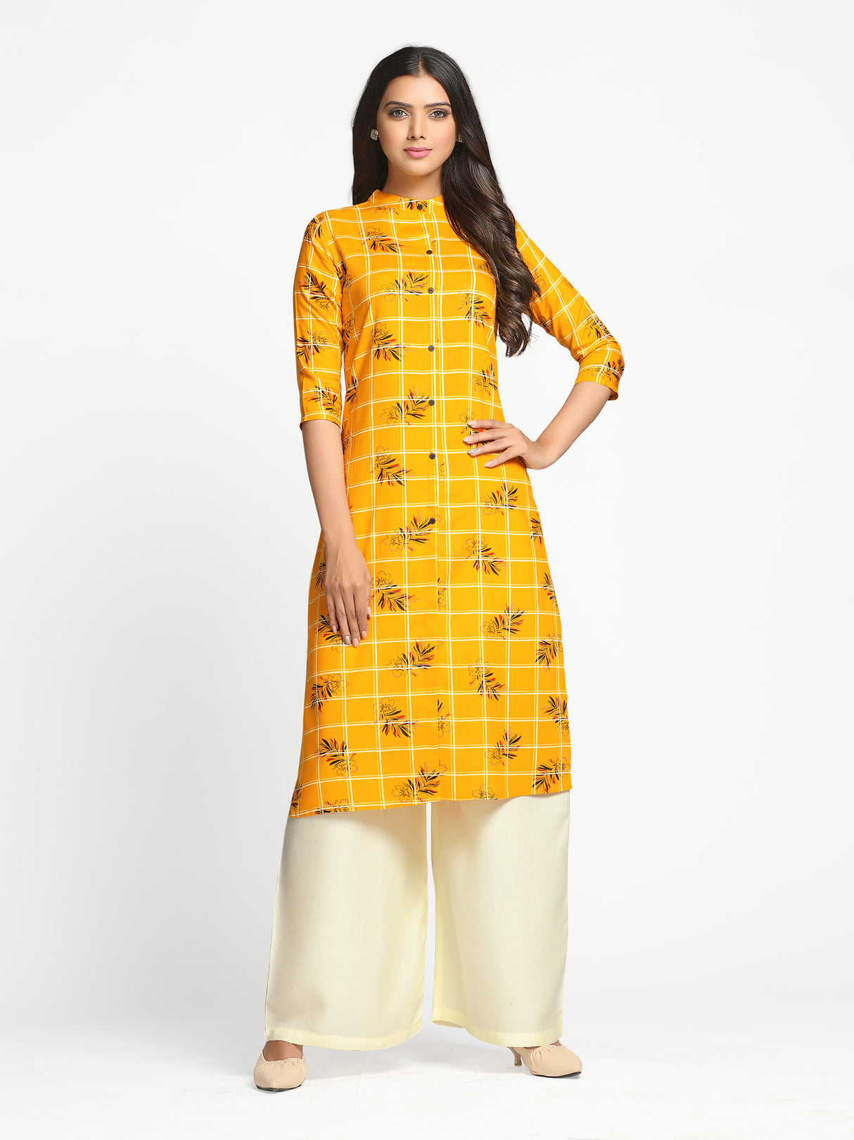 Mimosa Mustard Yellow Color Printed Straight Kurta