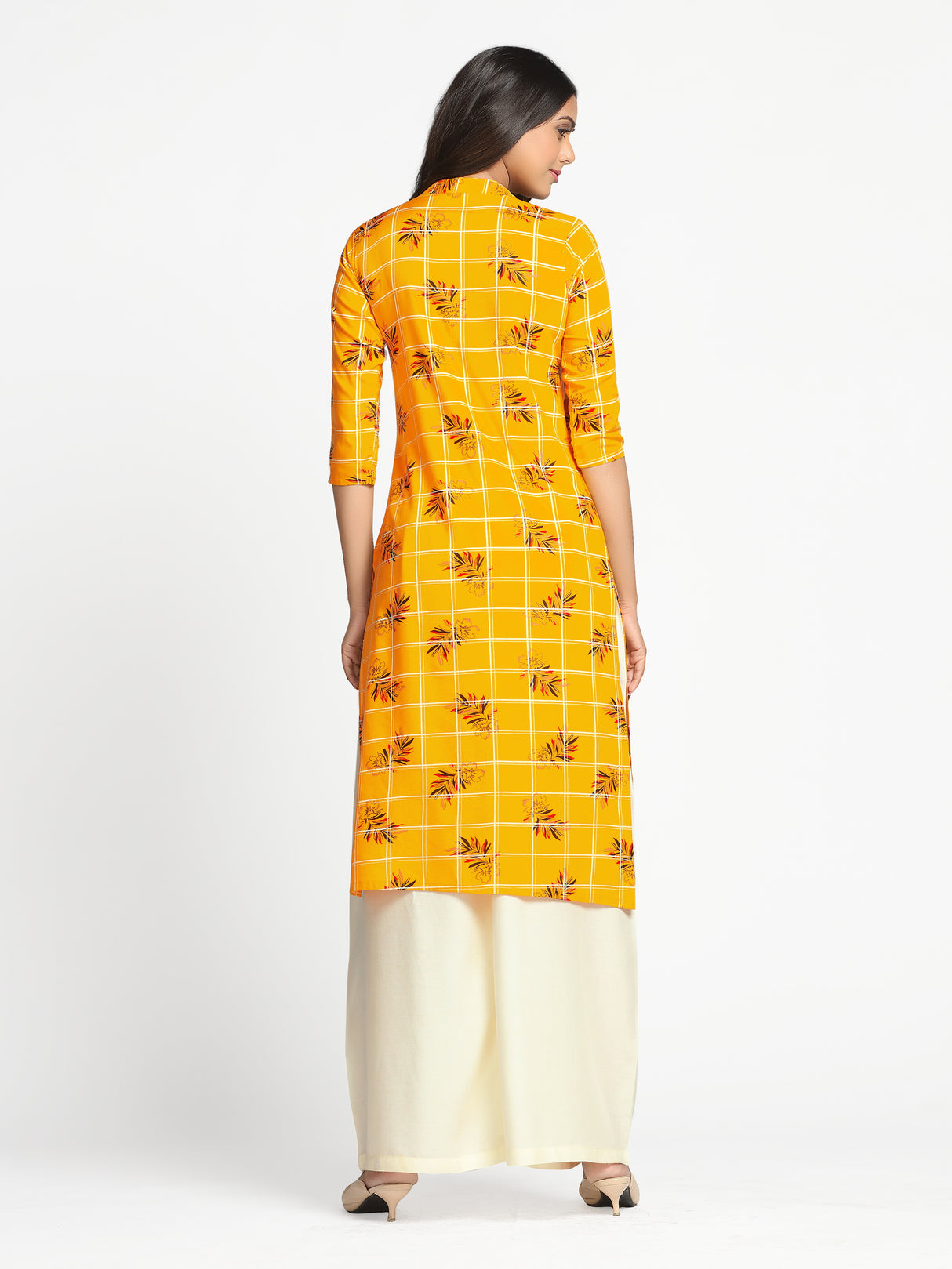 Mimosa Mustard Yellow Color Printed Straight Kurta