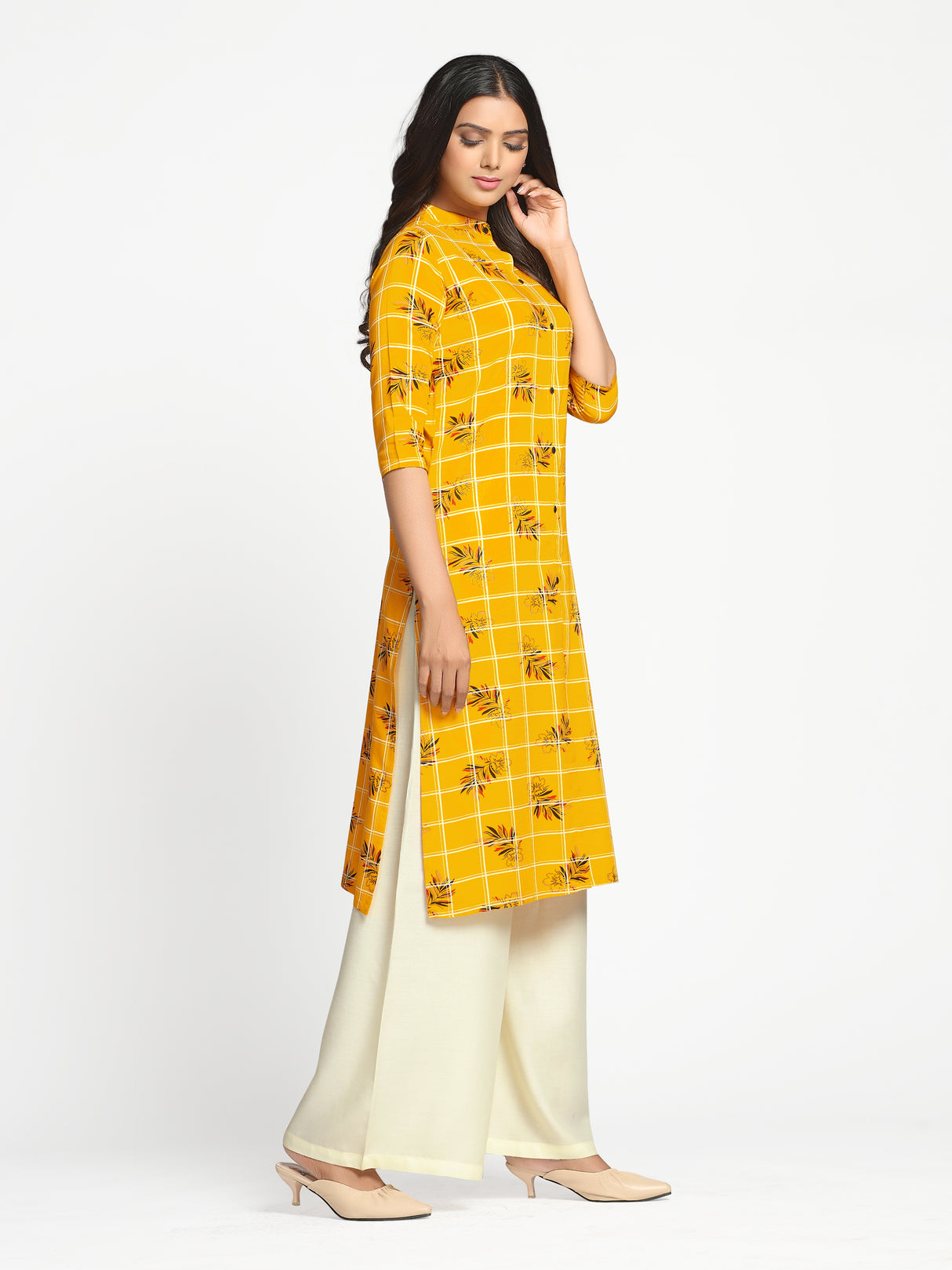 Mimosa Mustard Yellow Color Printed Straight Kurta