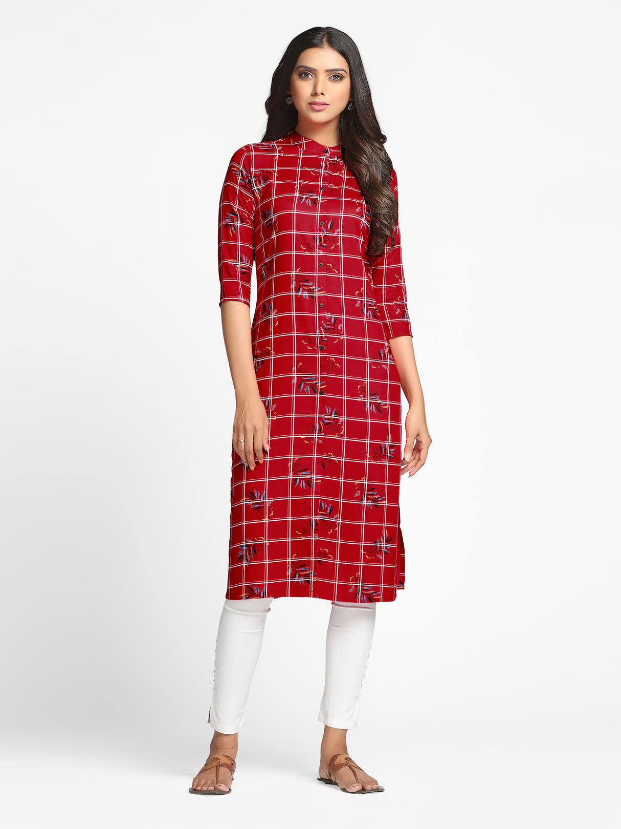 Mimosa Red Color Printed Straight Kurta