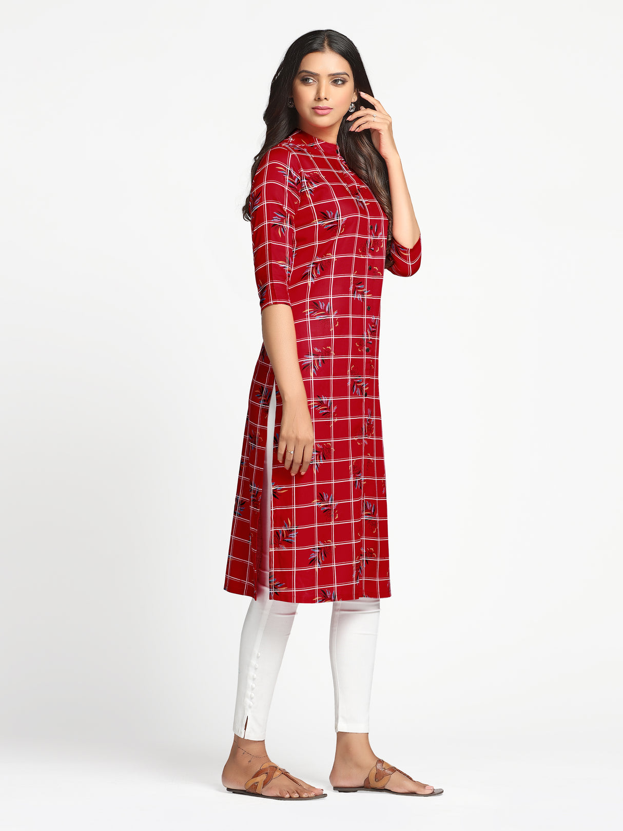 Mimosa Red Color Printed Straight Kurta