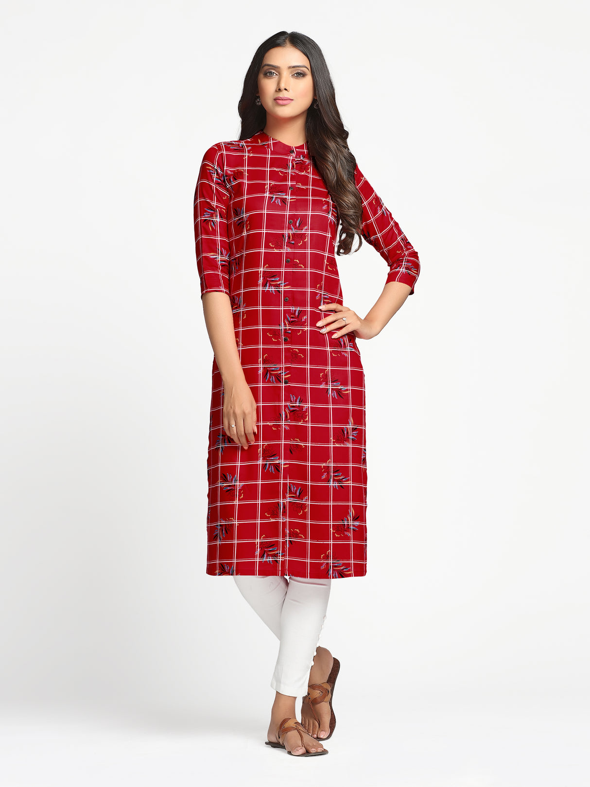 Mimosa Red Color Printed Straight Kurta