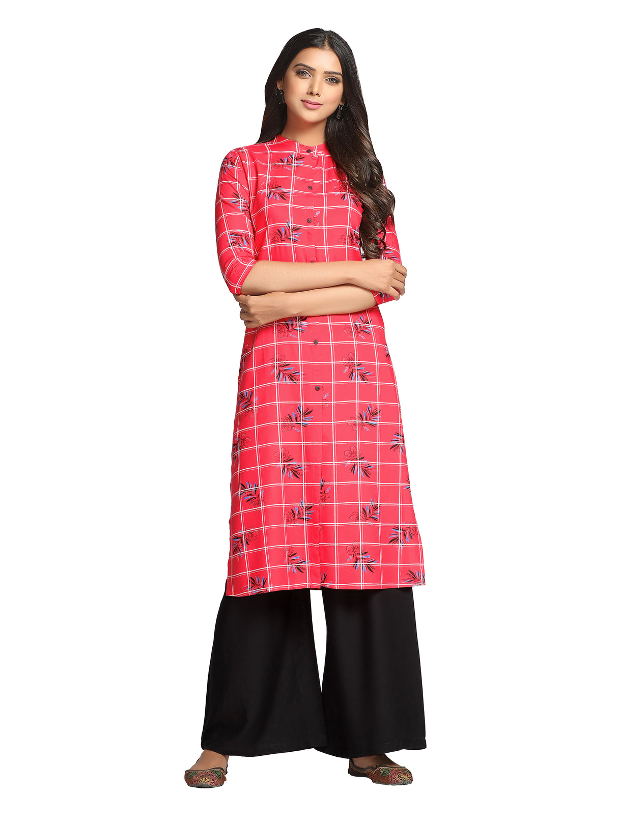 Mimosa Pink Color Printed Straight Kurta