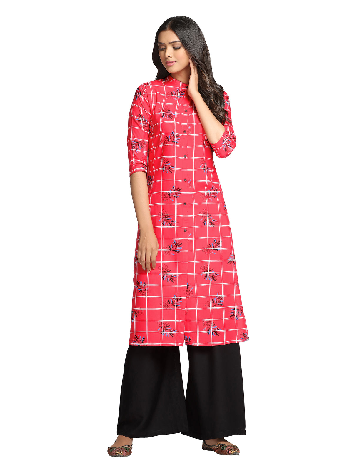 Mimosa Pink Color Printed Straight Kurta