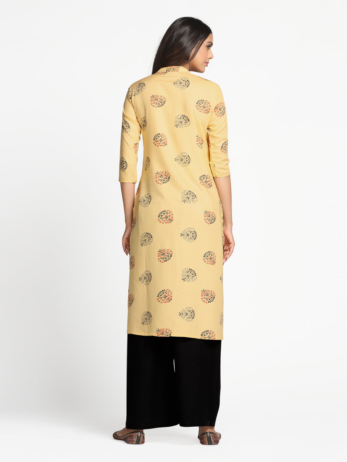 Mimosa Peach Orange Color Printed Straight Kurta