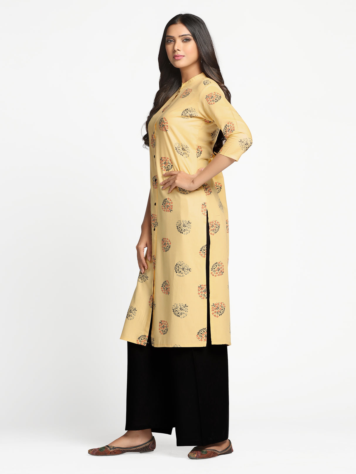 Mimosa Peach Orange Color Printed Straight Kurta