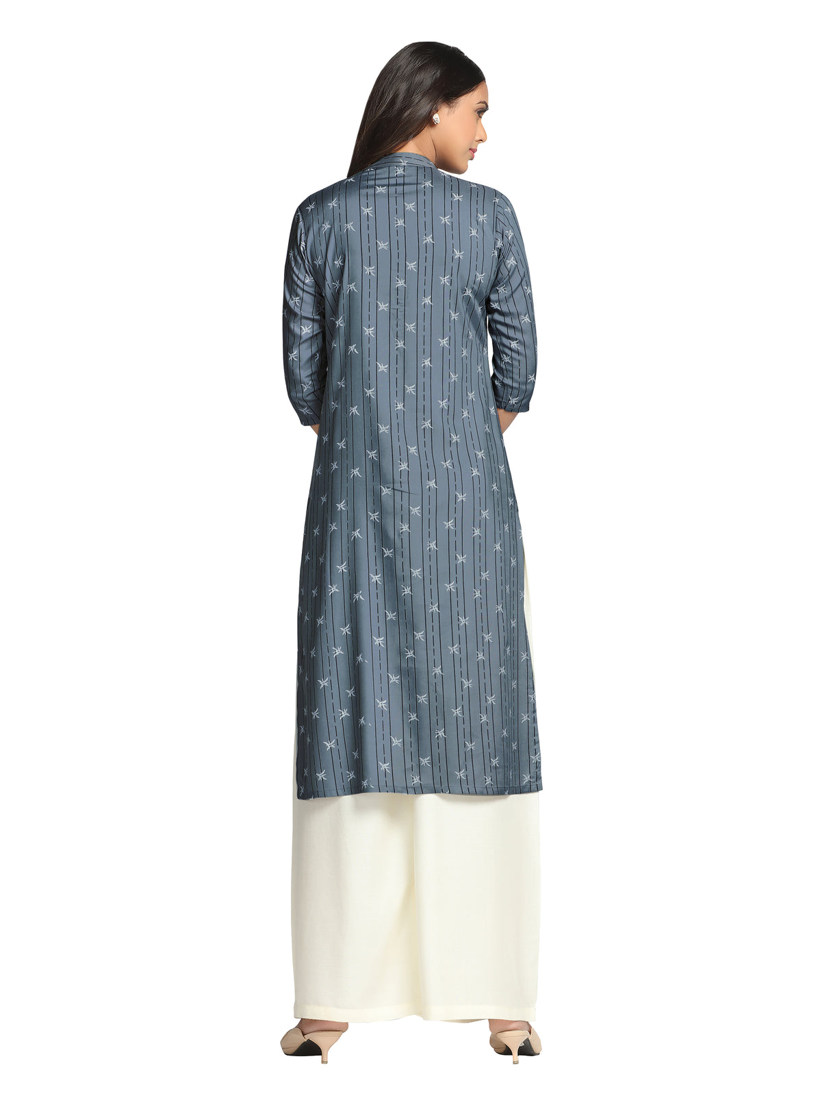 Mimosa Grey Color Printed Straight Kurta