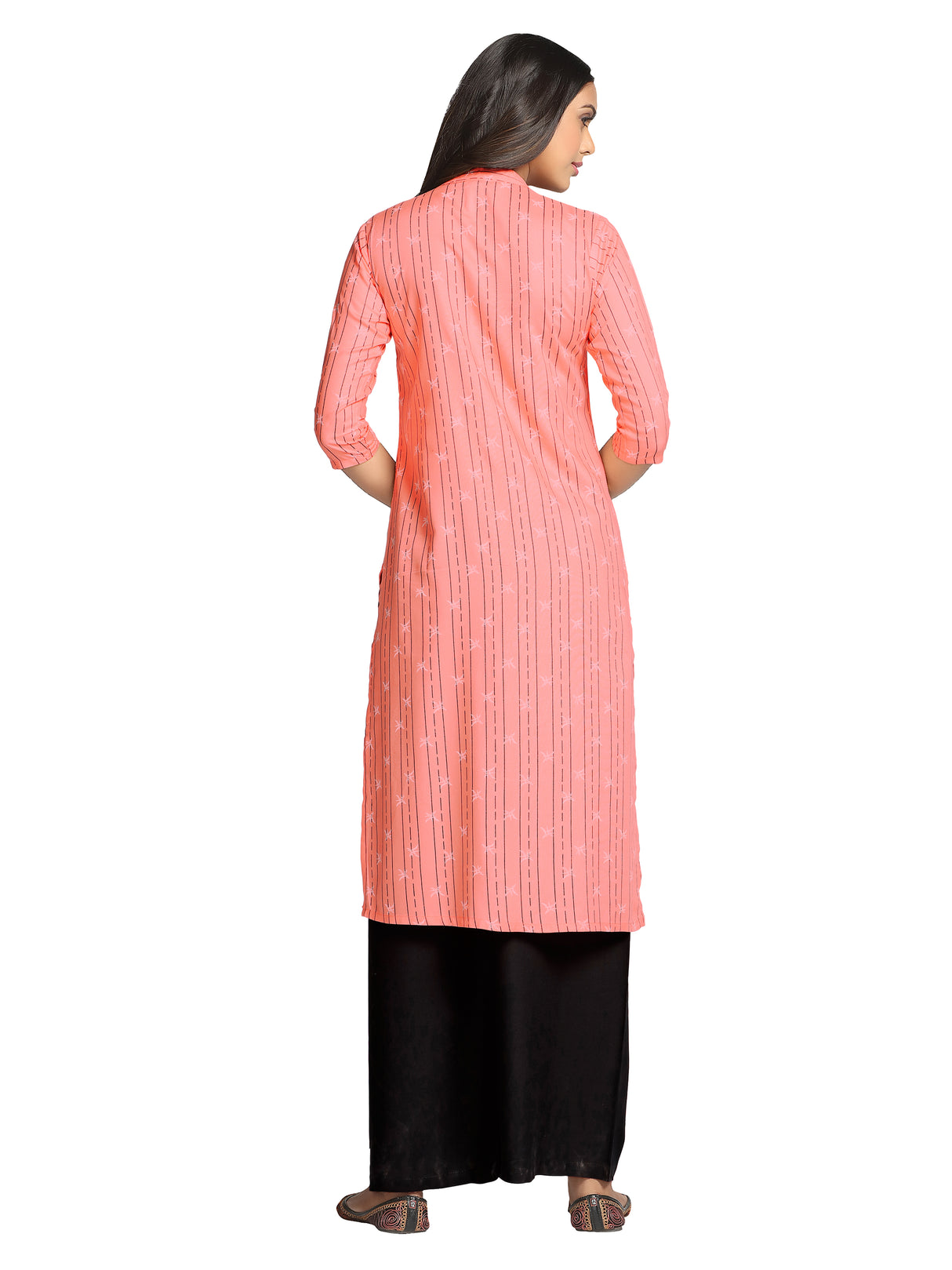 Mimosa Peach Orange Color Printed Straight Kurta