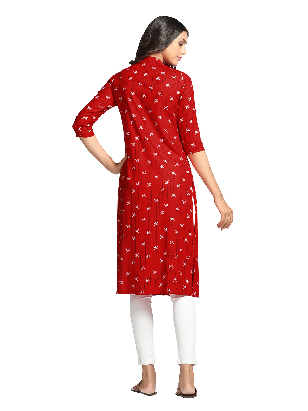 Mimosa Red Color Printed Straight Kurta