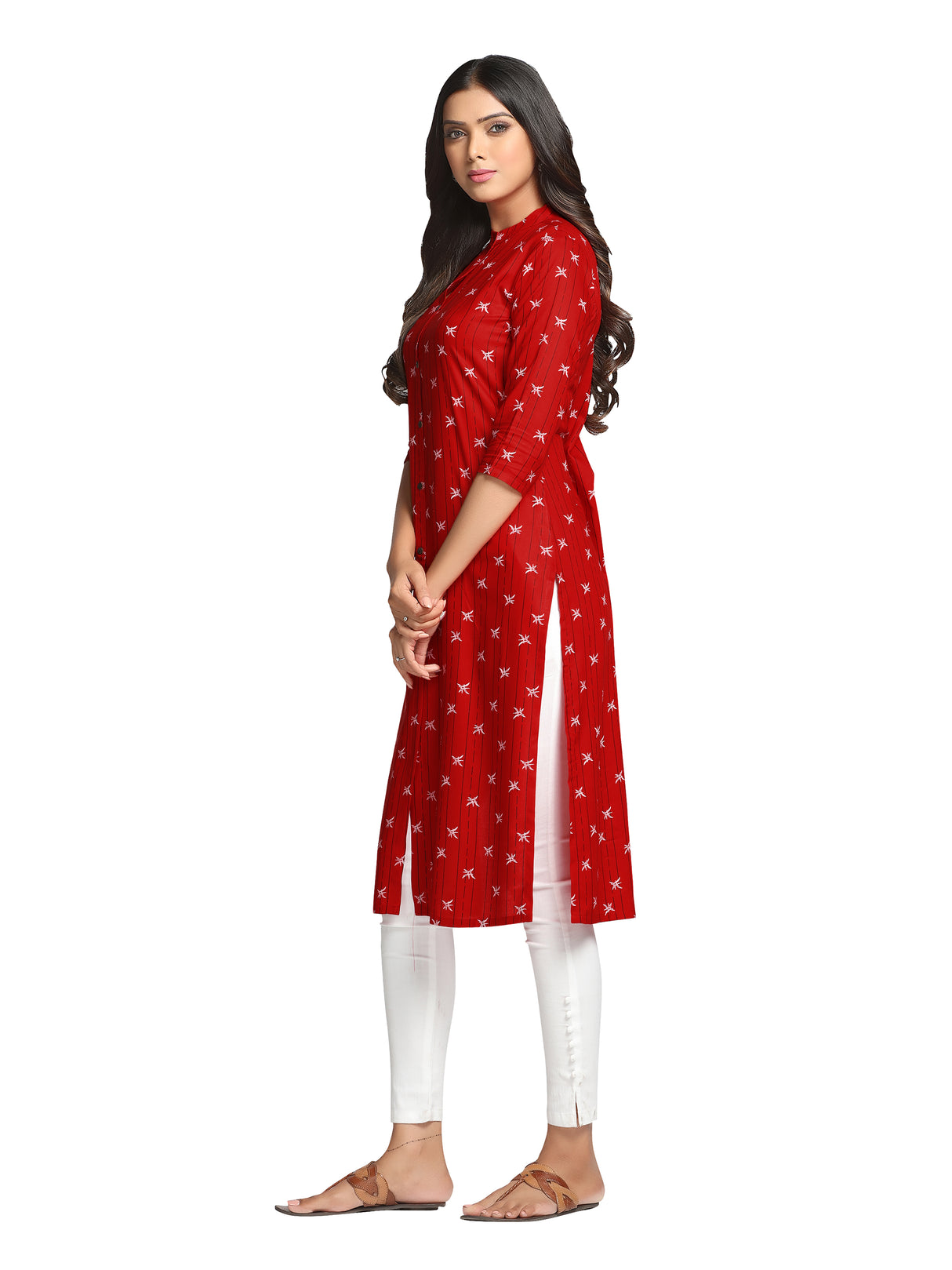 Mimosa Red Color Printed Straight Kurta