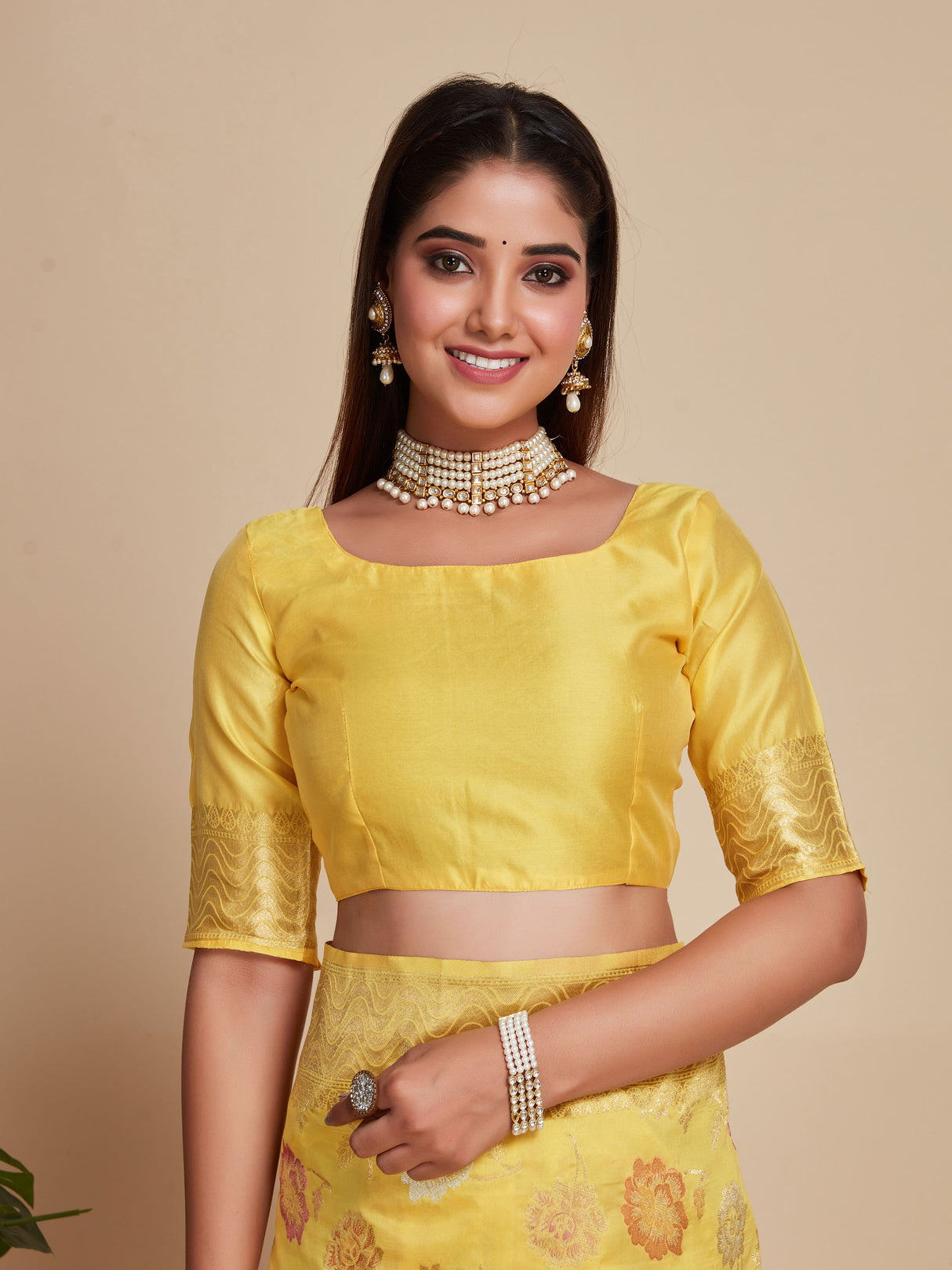 Mimosa Women's Woven Design Kanjivaram Art Silk Saree With Blouse Piece : SA00001058GD