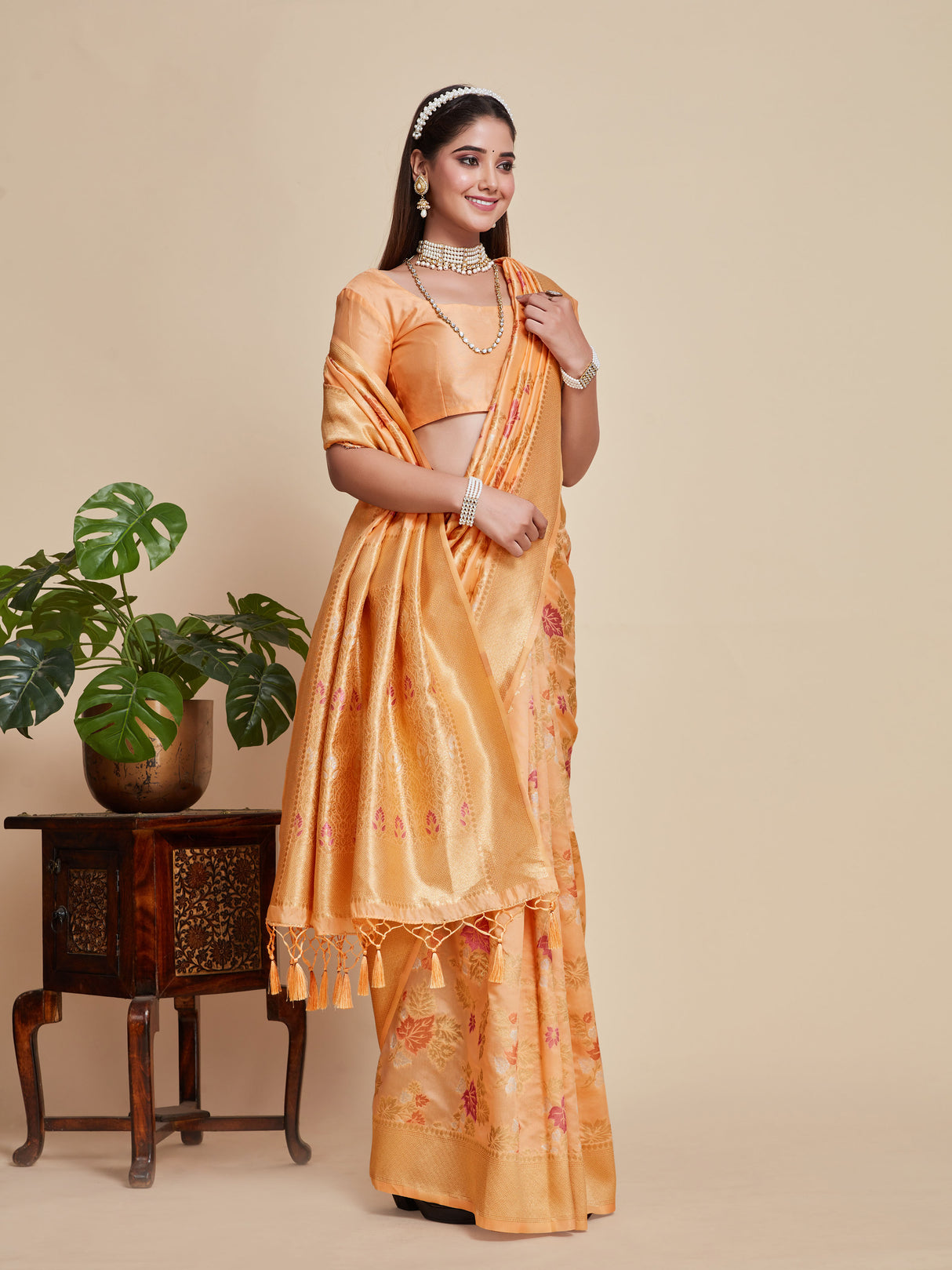 Mimosa Women's Woven Design Kanjivaram Style Art Silk Saree With Blouse Piece : SA00001059PC