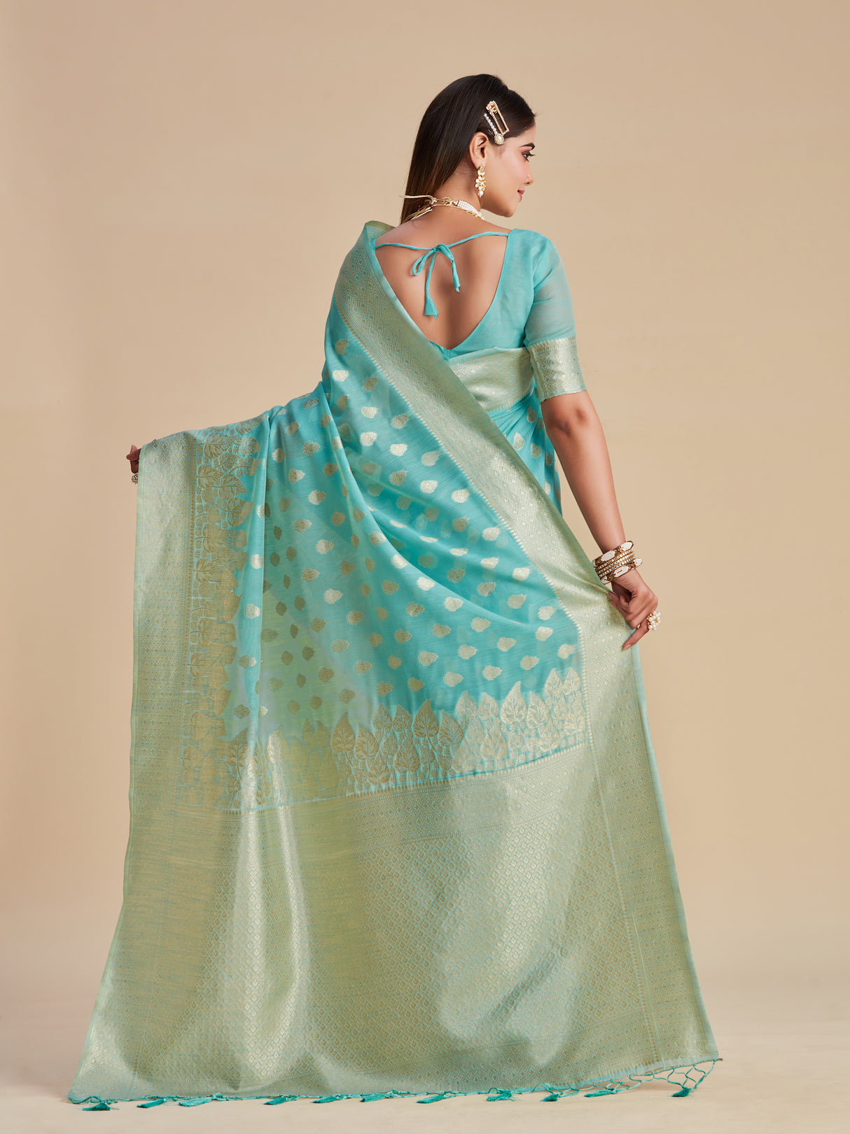 Mimosa Women's Woven Design Banarasi Poly Cotton Saree With Blouse Piece : SA00001061AN