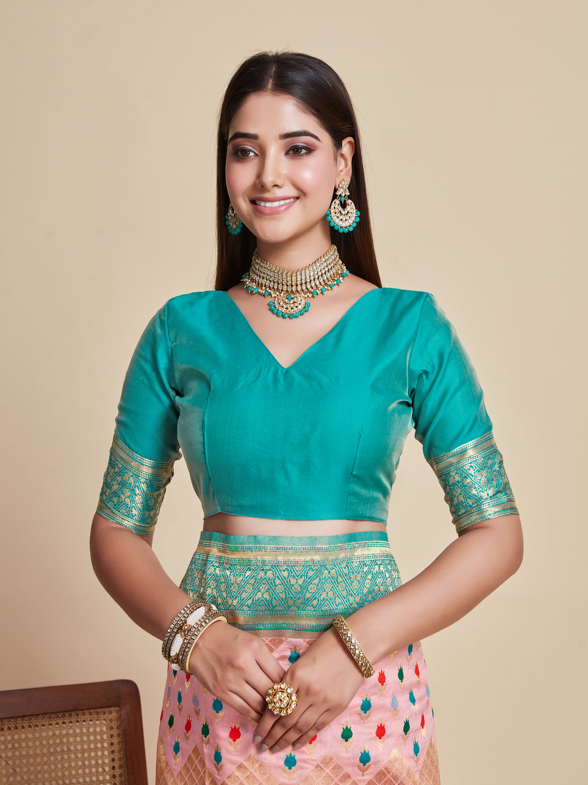 Mimosa Women's Woven Design Kanjivaram Art Silk Saree With Blouse Piece : SA00001062PNK