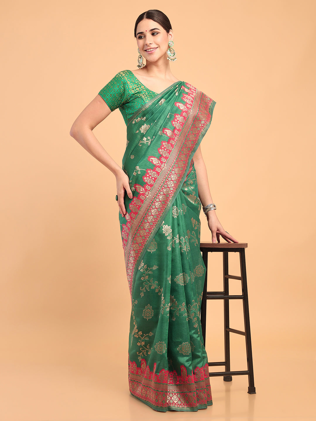 Mimosa Women's Woven Design Banarasi Art Silk Saree With Blouse Piece : SA00001063RMFREE