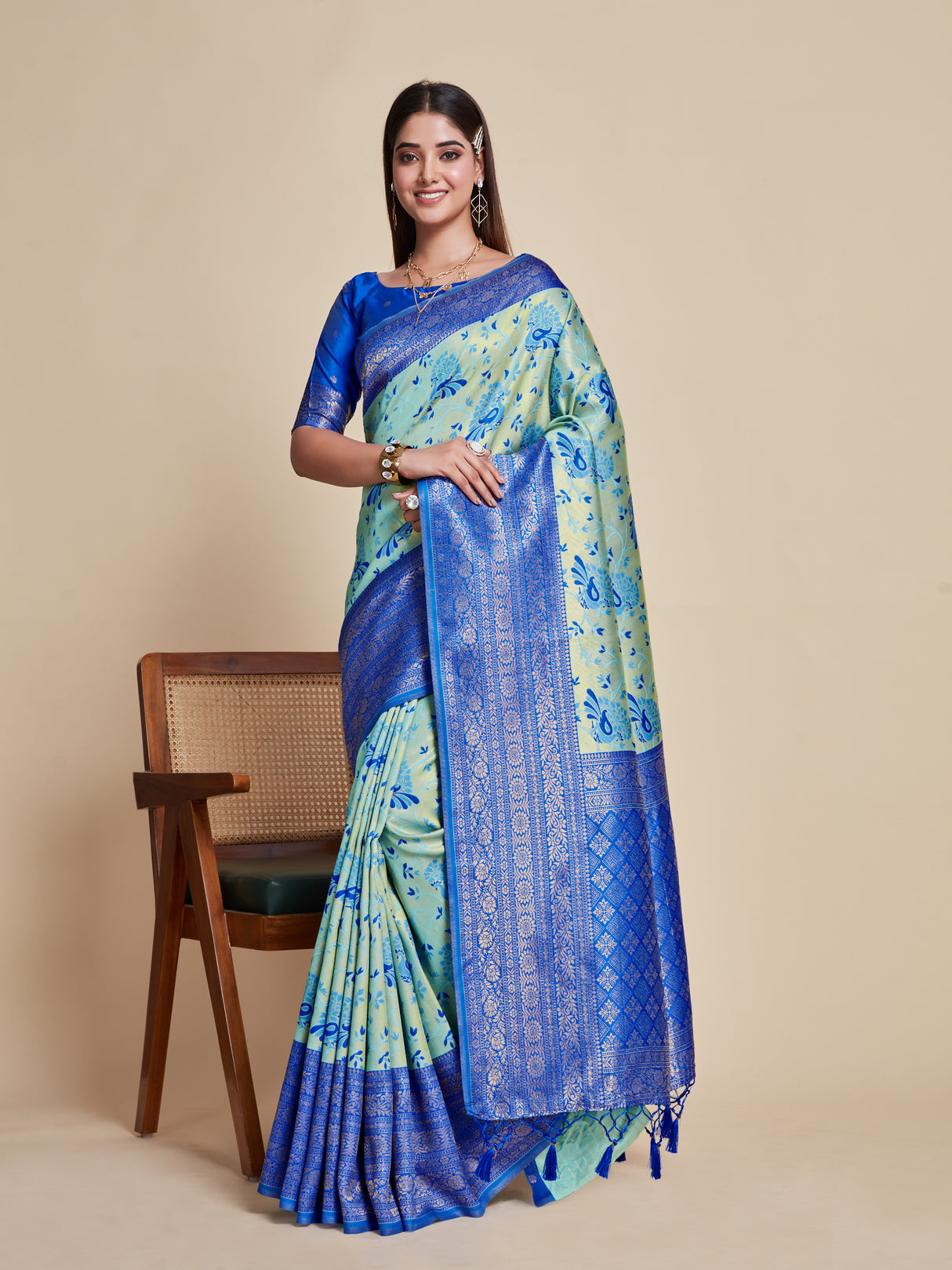 Mimosa Women's Woven Design Kanjivaram Art Silk Saree With Blouse Piece : SA00001101RB