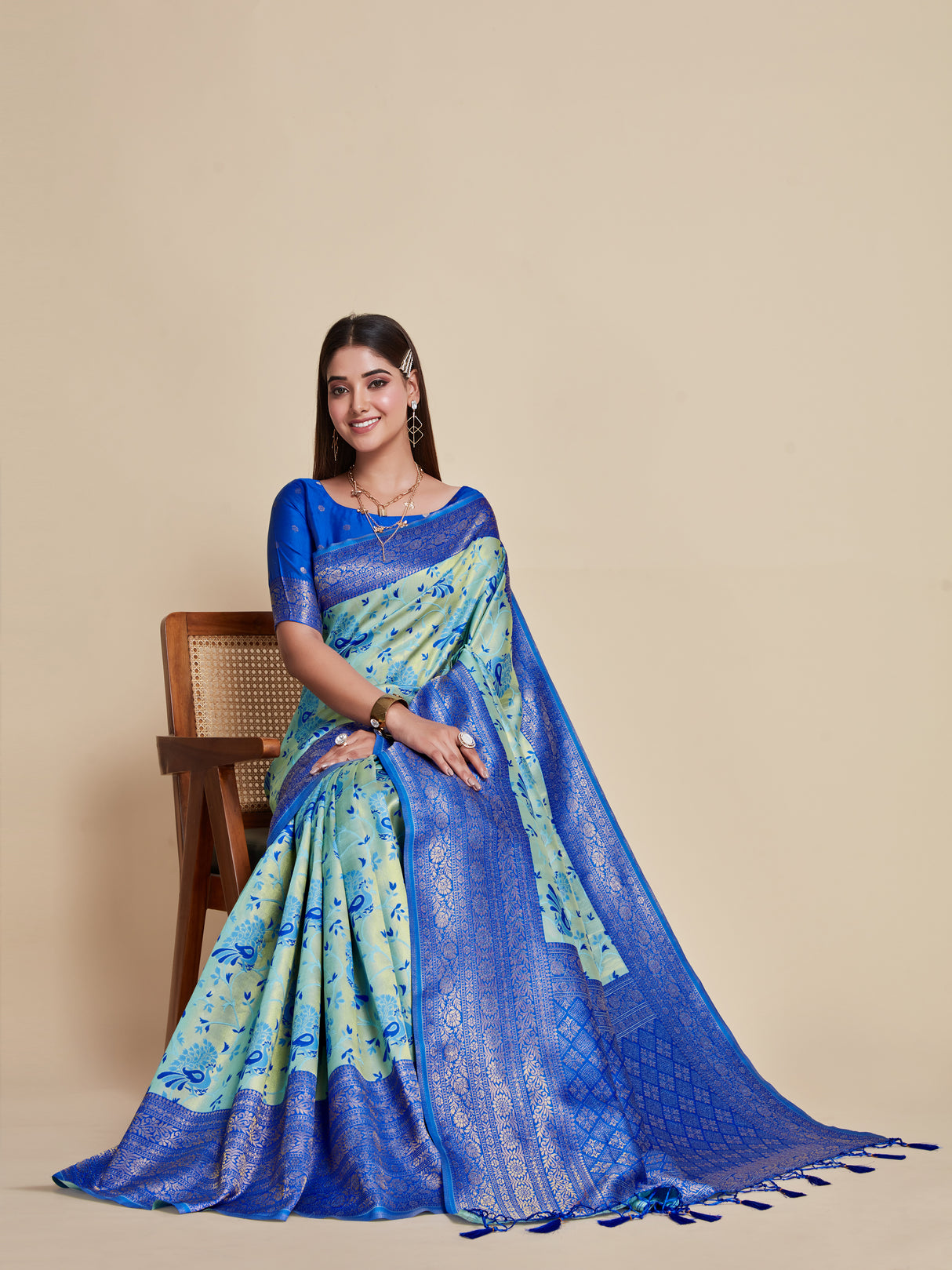 Mimosa Women's Woven Design Kanjivaram Art Silk Saree With Blouse Piece : SA00001101RB