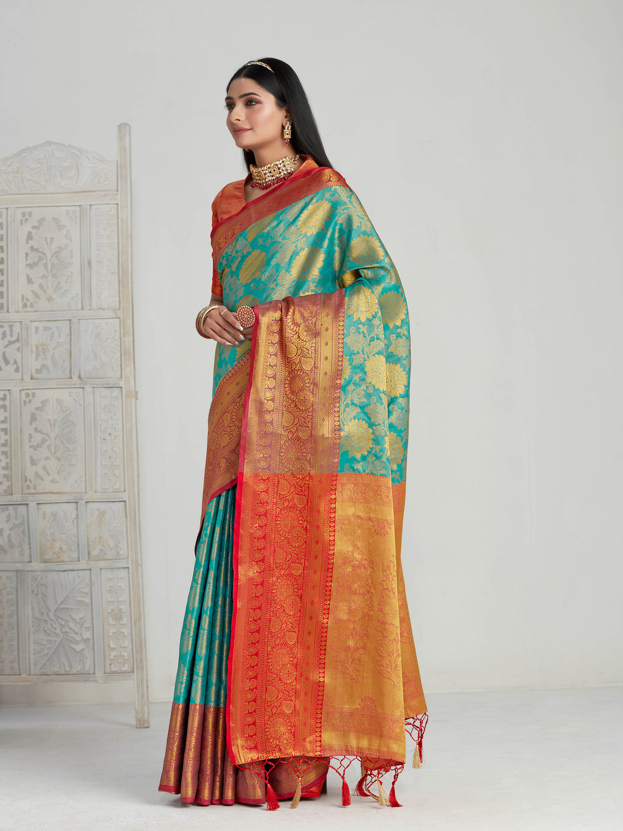 Mimosa Women's Woven Design Kanjivaram Art Silk Saree With Blouse Piece : SA00001128RM