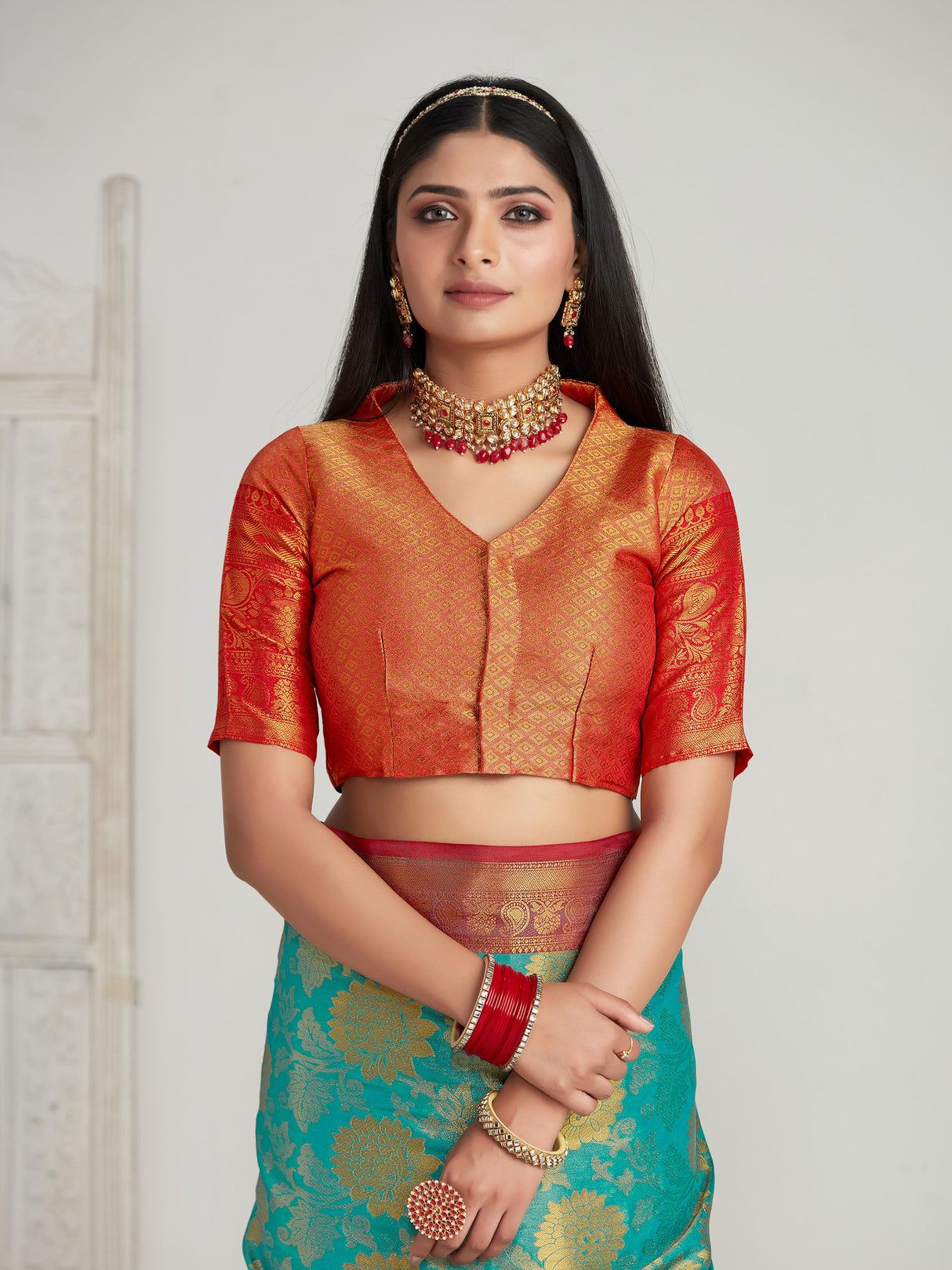 Mimosa Women's Woven Design Kanjivaram Art Silk Saree With Blouse Piece : SA00001128RM