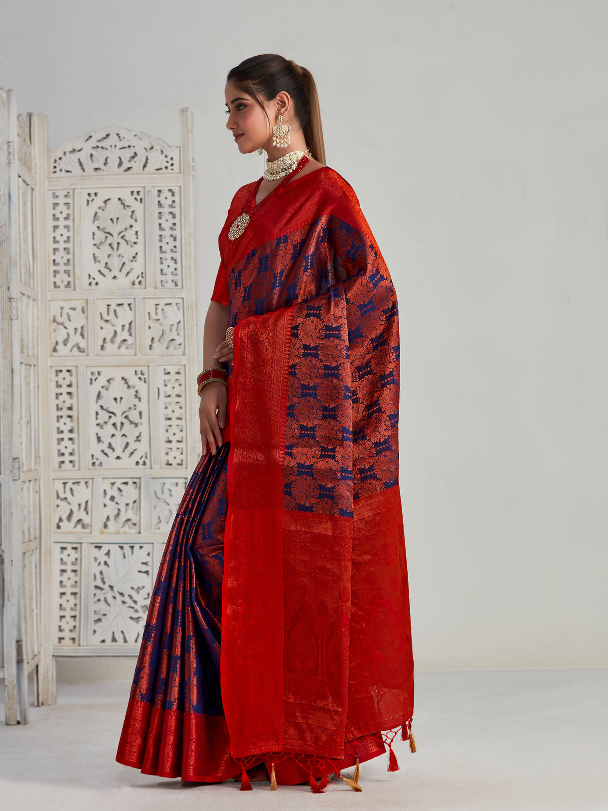 Mimosa Women's Woven Design Kanjivaram Art Silk Saree With Blouse Piece : SA00001129NV