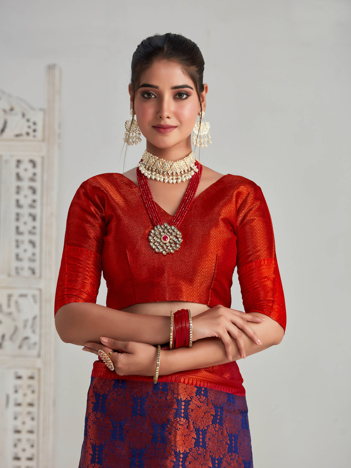 Mimosa Women's Woven Design Kanjivaram Art Silk Saree With Blouse Piece : SA00001129NV