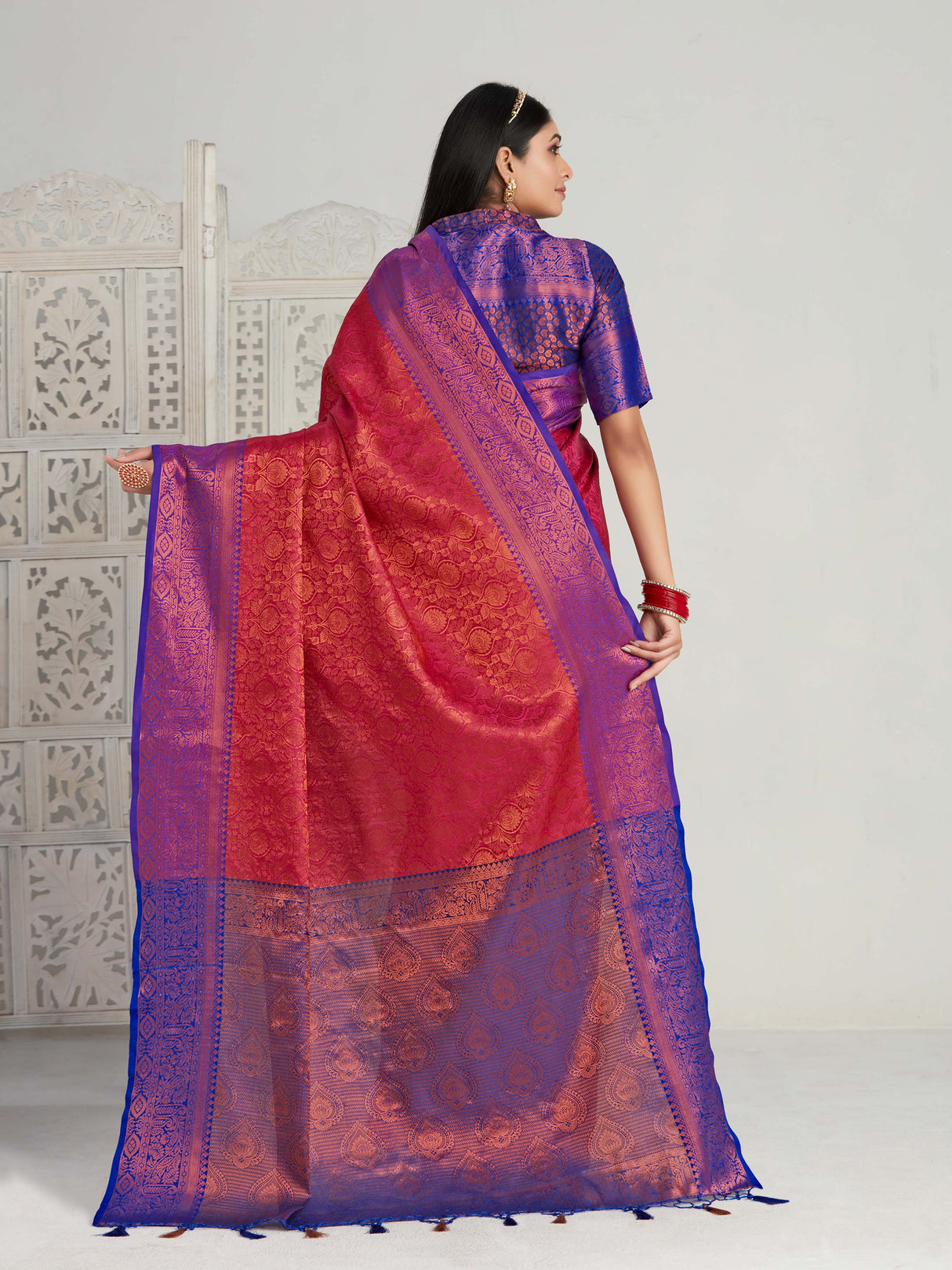 Mimosa Women's Woven Design Kanjivaram Art Silk Saree With Blouse Piece : SA00001130RN