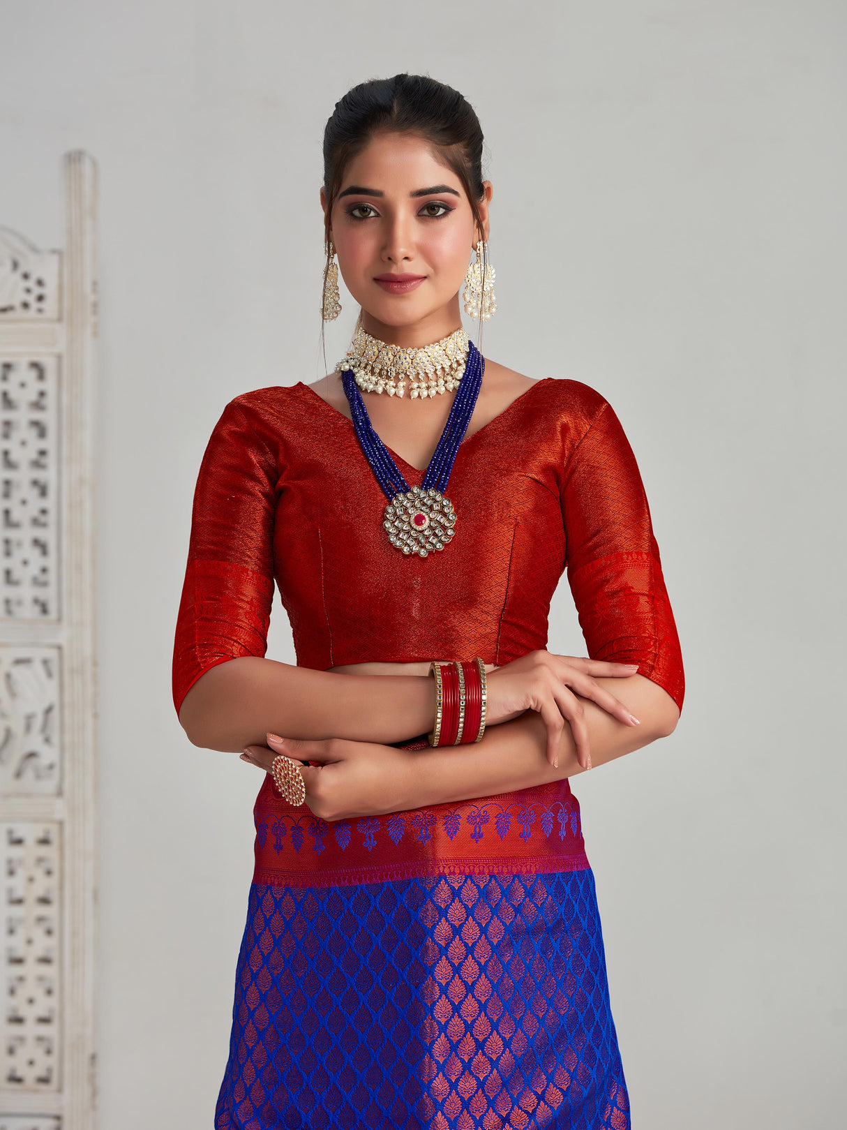 Mimosa Women's Woven Design Kanjivaram Art Silk Saree With Blouse Piece : SA00001131RB