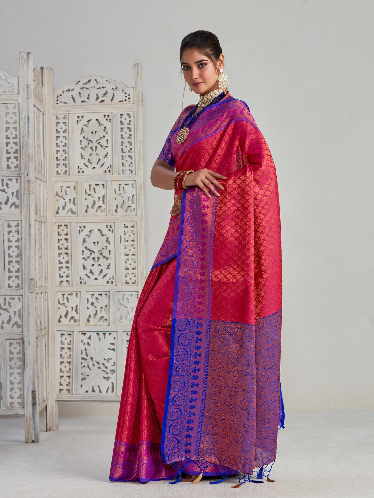 Mimosa Women's Woven Design Kanjivaram Art Silk Saree With Blouse Piece : SA00001131RN