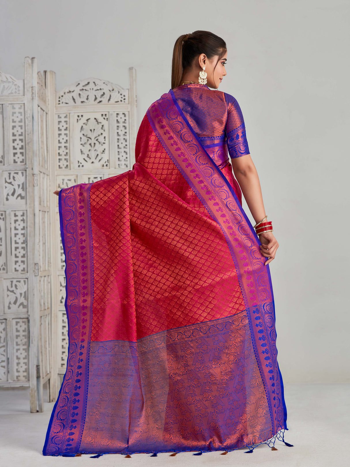 Mimosa Women's Woven Design Kanjivaram Art Silk Saree With Blouse Piece : SA00001131RN