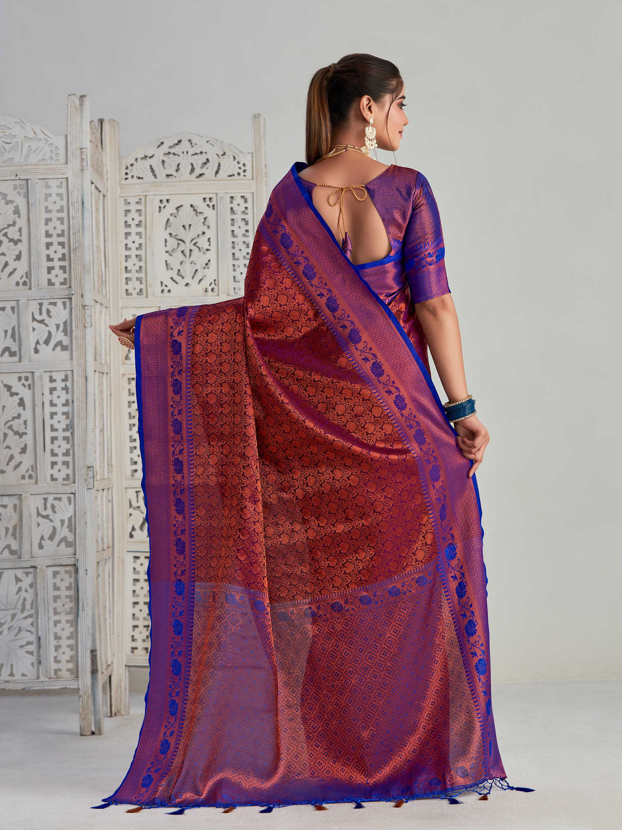 Mimosa Women's Woven Design Kanjivaram Art Silk Saree With Blouse Piece : SA00001133MJ