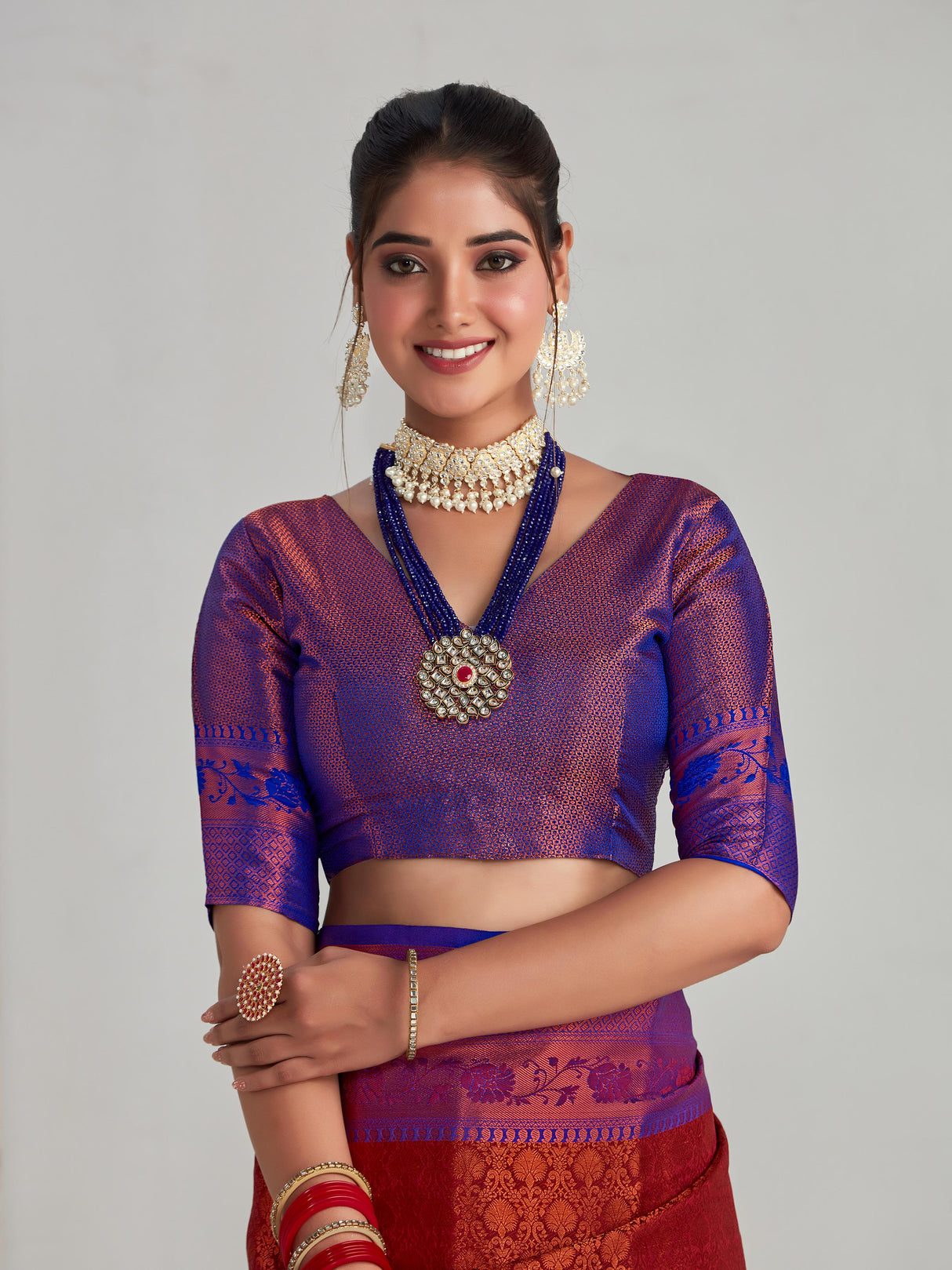 Mimosa Women's Woven Design Kanjivaram Art Silk Saree With Blouse Piece : SA00001133MR