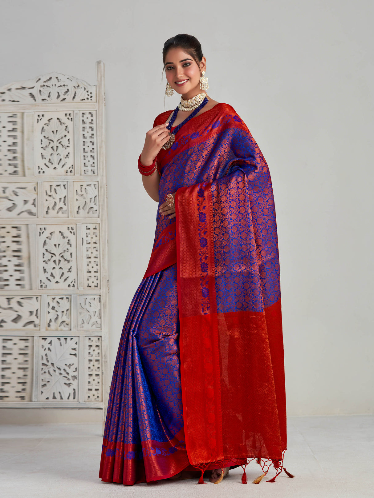 Mimosa Women's Woven Design Kanjivaram Art Silk Saree With Blouse Piece : SA00001133RB