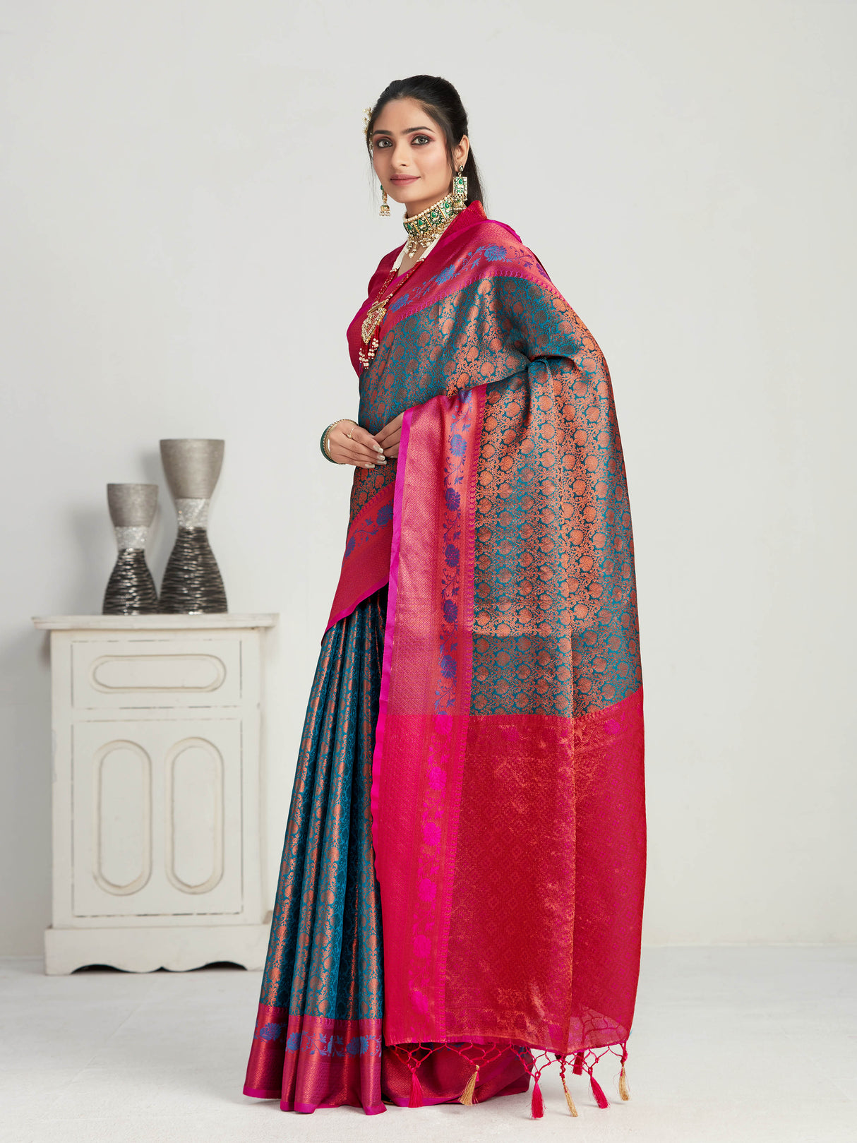 Mimosa Women's Woven Design Kanjivaram Art Silk Saree With Blouse Piece : SA00001133SF