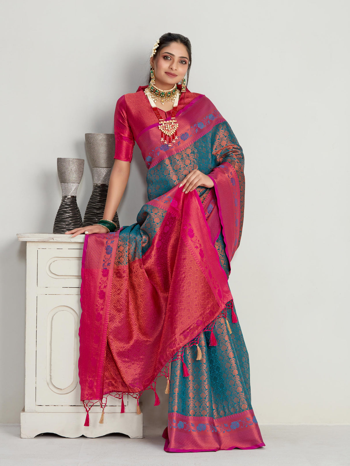 Mimosa Women's Woven Design Kanjivaram Art Silk Saree With Blouse Piece : SA00001133SF