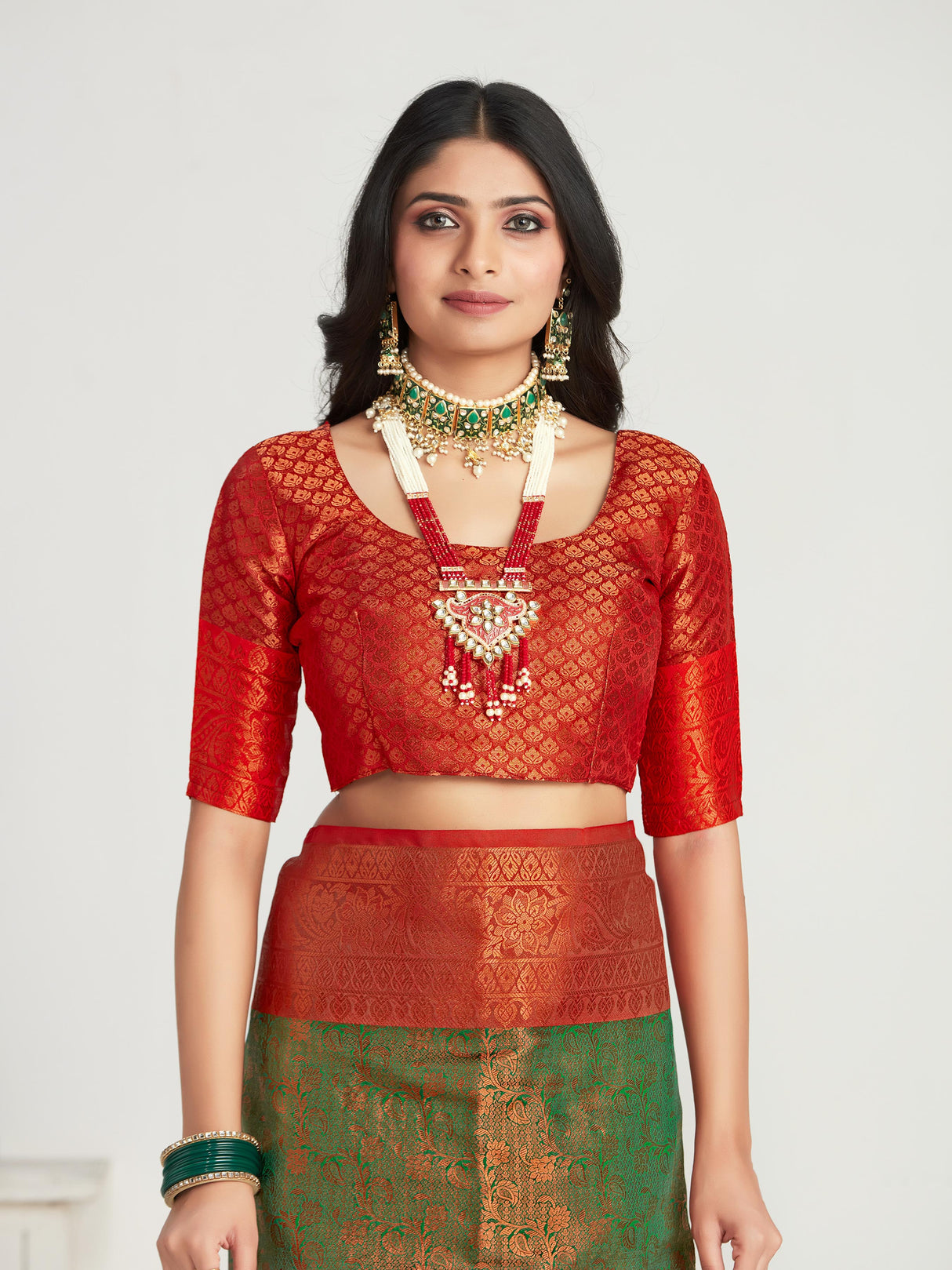 Mimosa Women's Woven Design Kanjivaram Art Silk Saree With Blouse Piece : SA00001134GRN