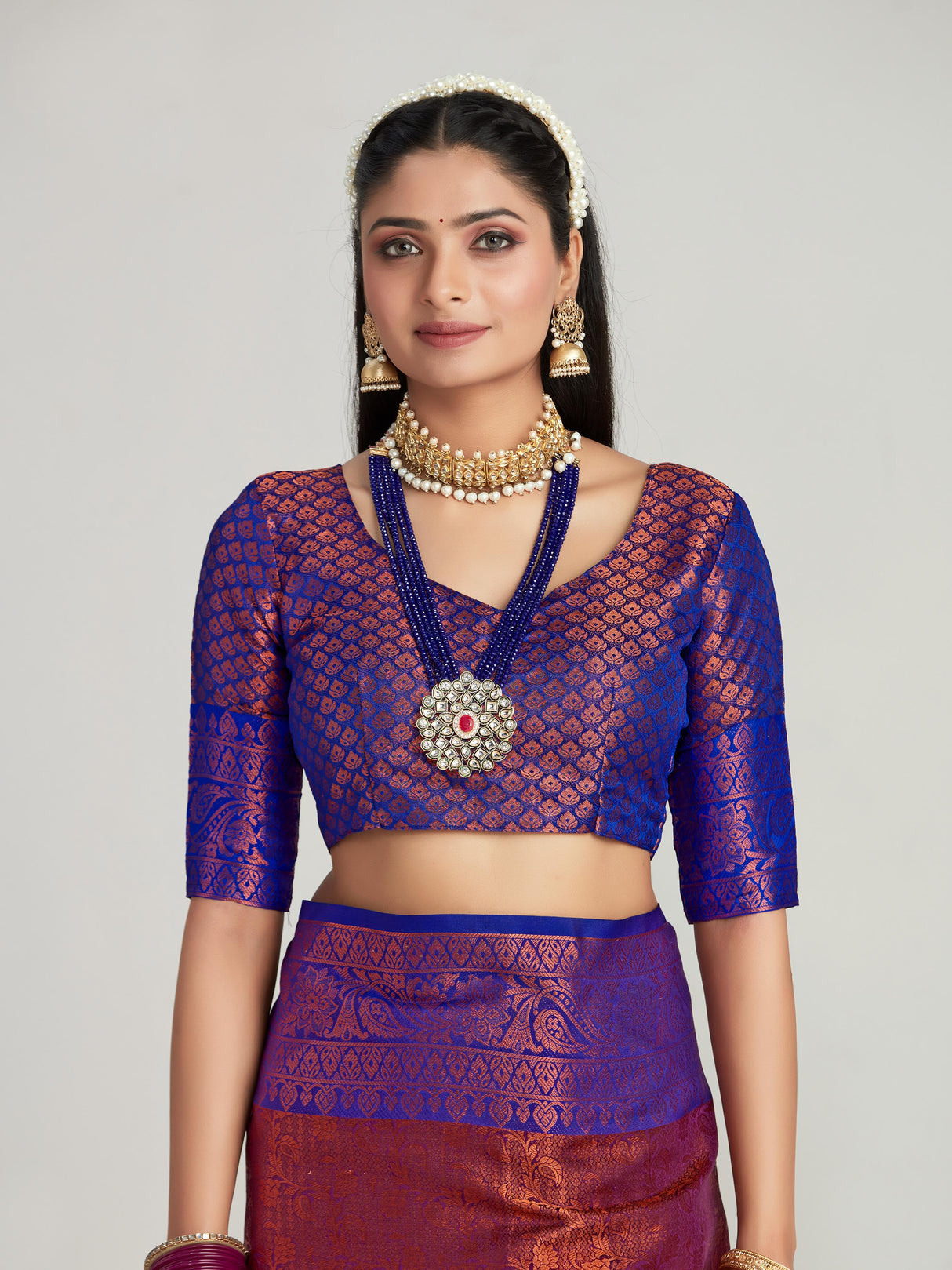 Mimosa Women's Woven Design Kanjivaram Art Silk Saree With Blouse Piece : SA00001134MJ