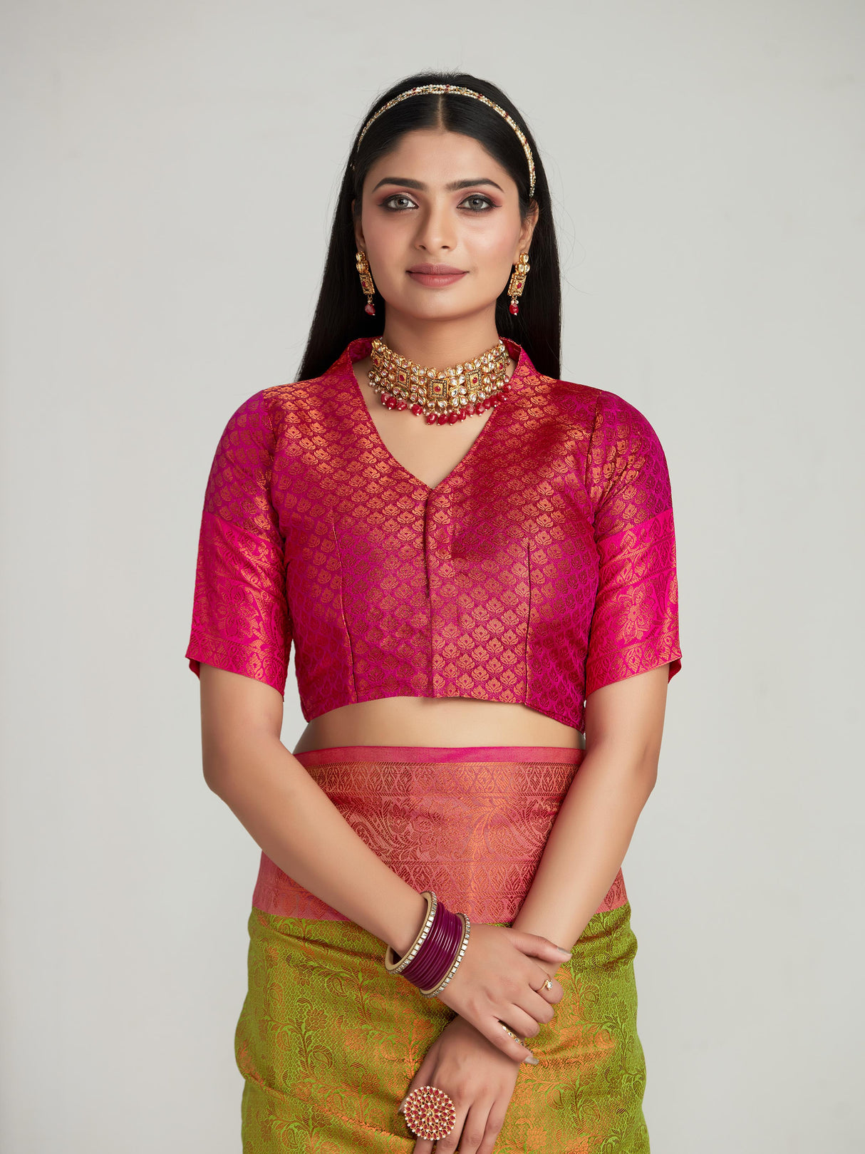 Mimosa Women's Woven Design Kanjivaram Art Silk Saree With Blouse Piece : SA00001134OL