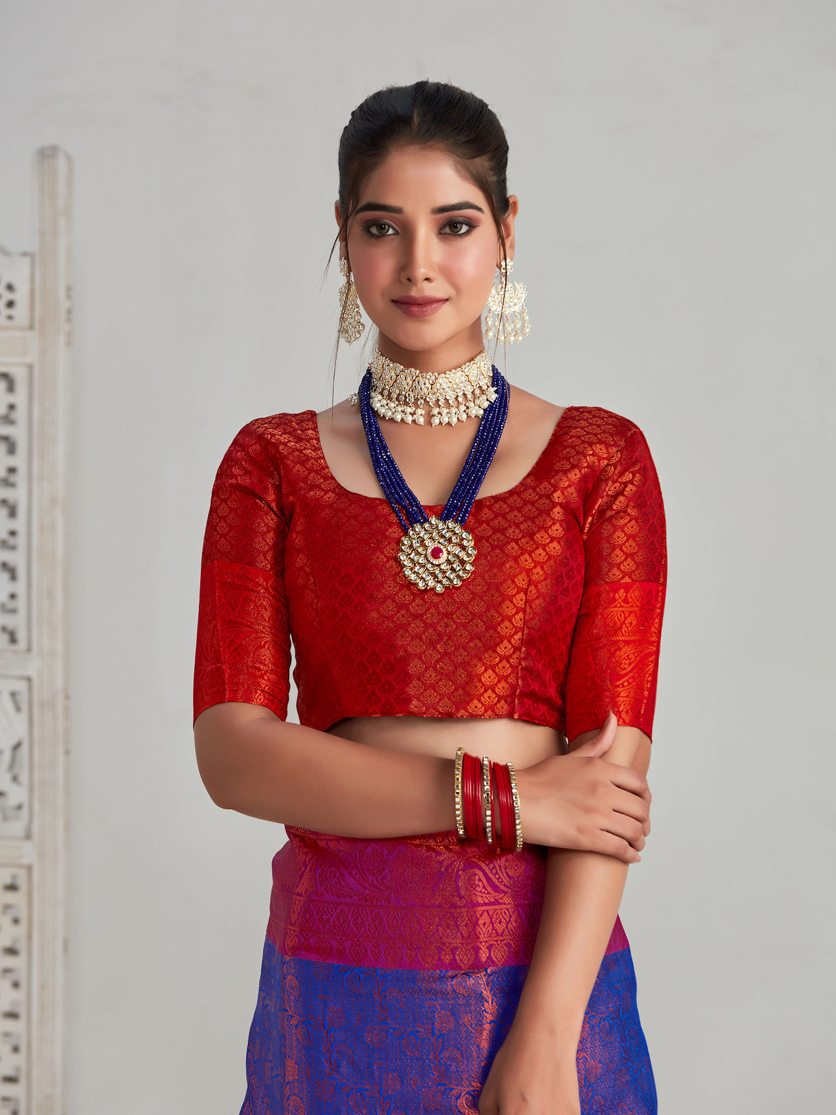 Mimosa Women's Woven Design Kanjivaram Art Silk Saree With Blouse Piece : SA00001134RB