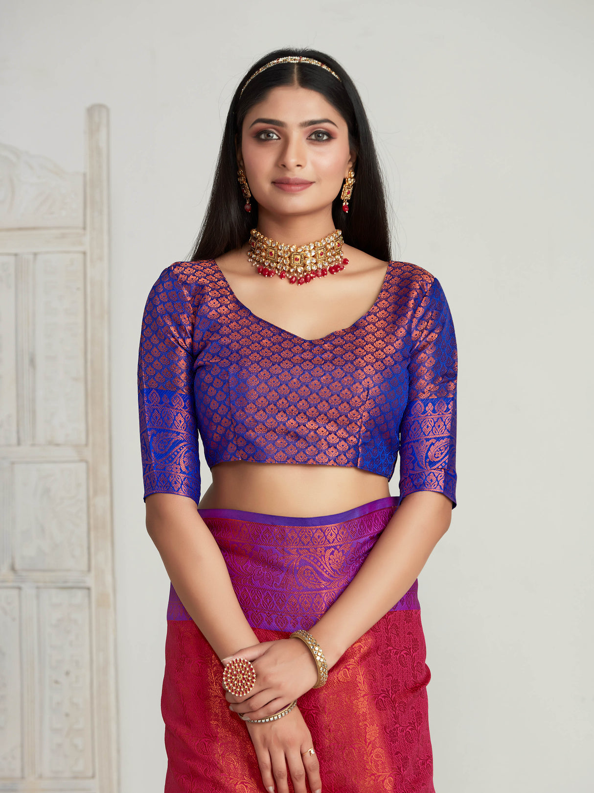 Mimosa Women's Woven Design Kanjivaram Art Silk Saree With Blouse Piece : SA00001134RN