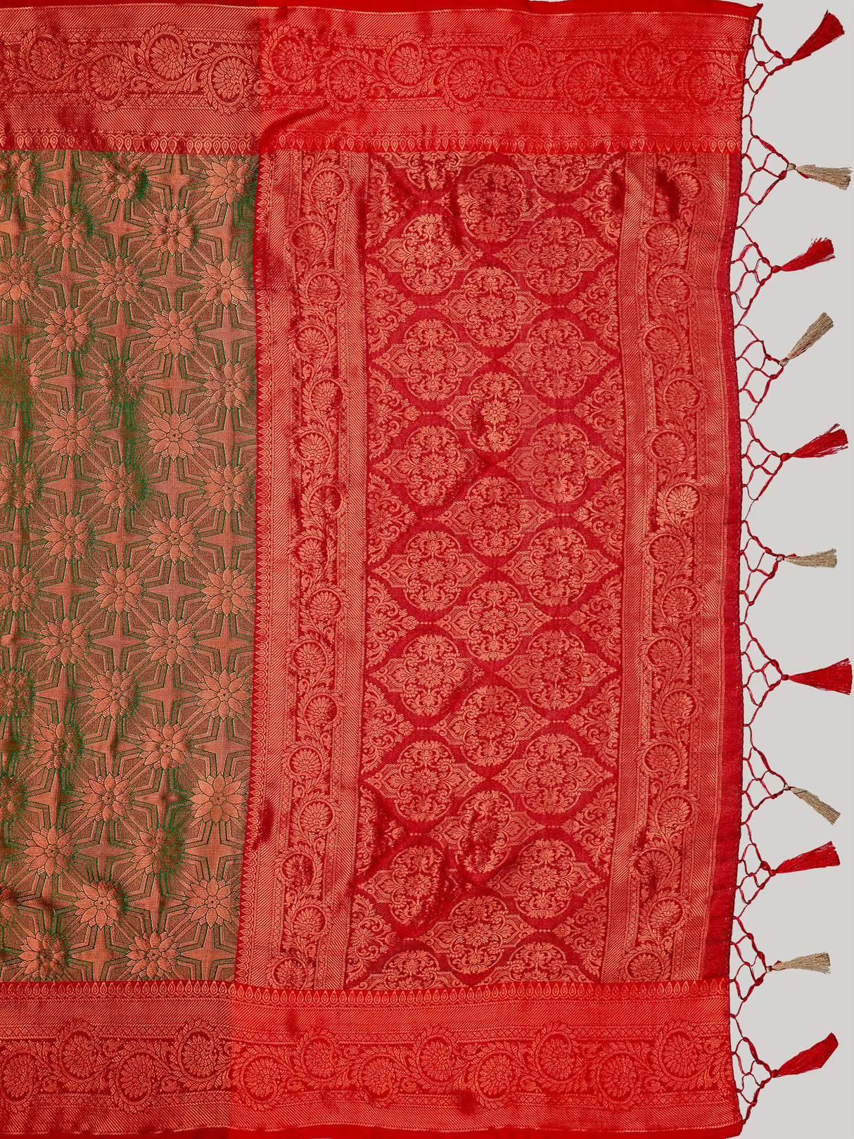 Mimosa Women's Woven Design Kanjivaram Art Silk Saree With Blouse Piece : SA00001135GRN