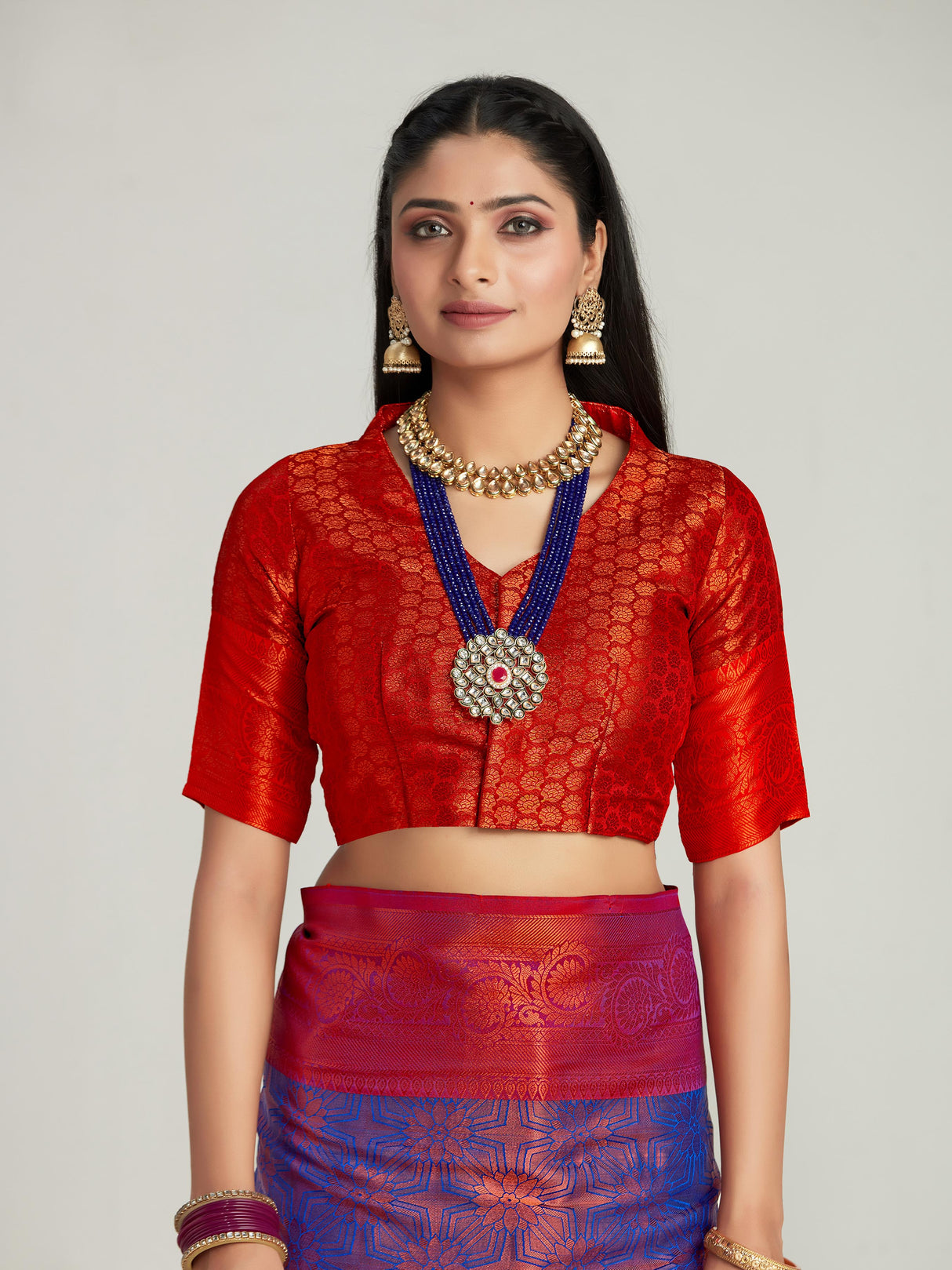 Mimosa Women's Woven Design Kanjivaram Art Silk Saree With Blouse Piece : SA00001135RB