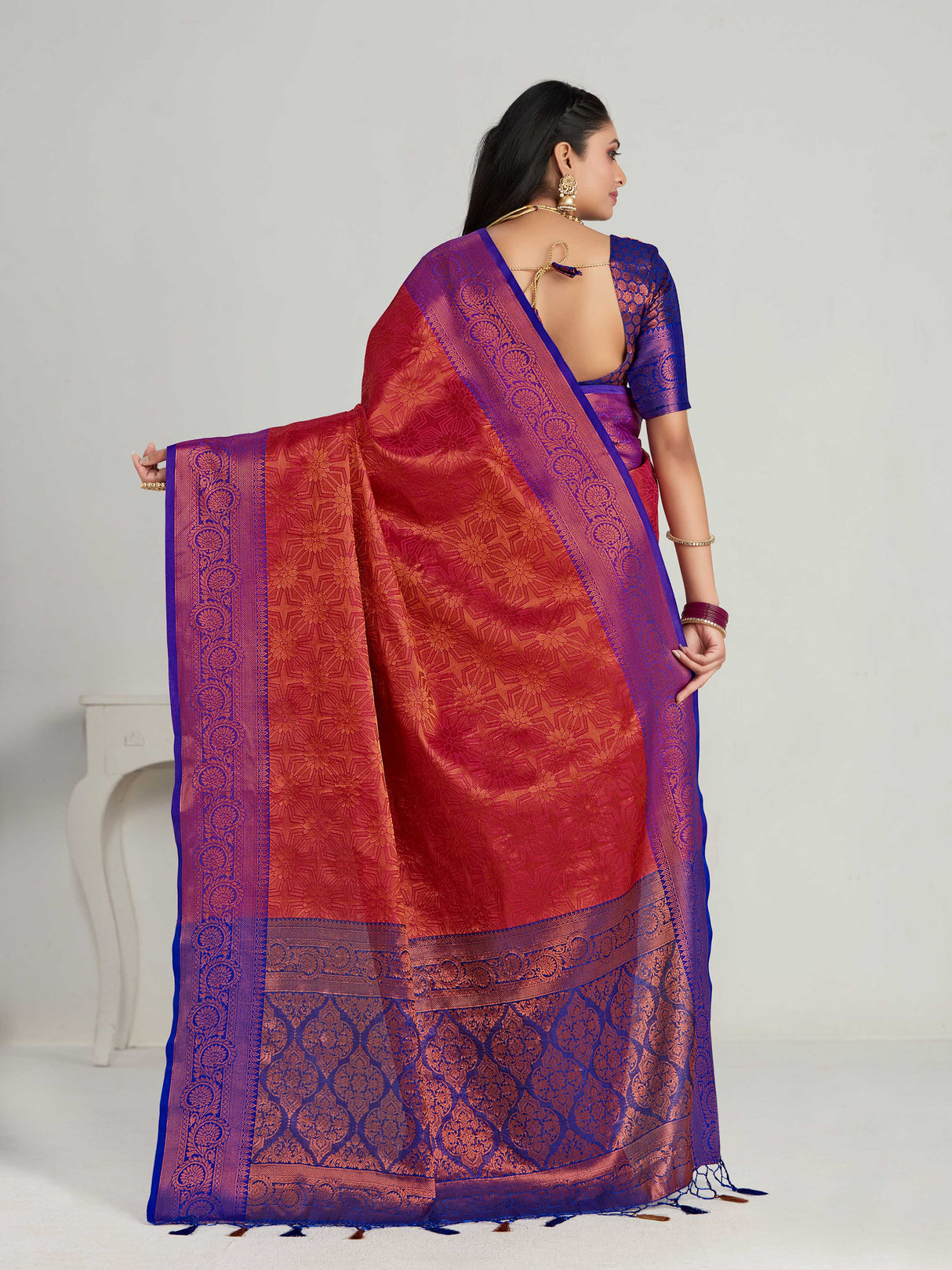Mimosa Women's Woven Design Kanjivaram Art Silk Saree With Blouse Piece : SA00001135RN