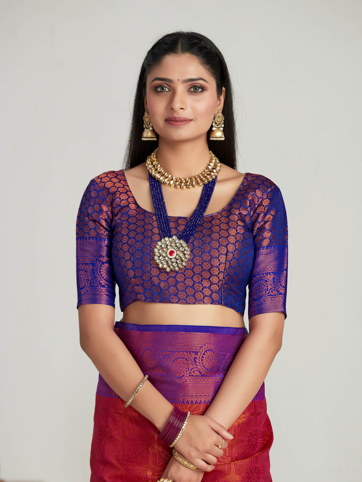 Mimosa Women's Woven Design Kanjivaram Art Silk Saree With Blouse Piece : SA00001135RN